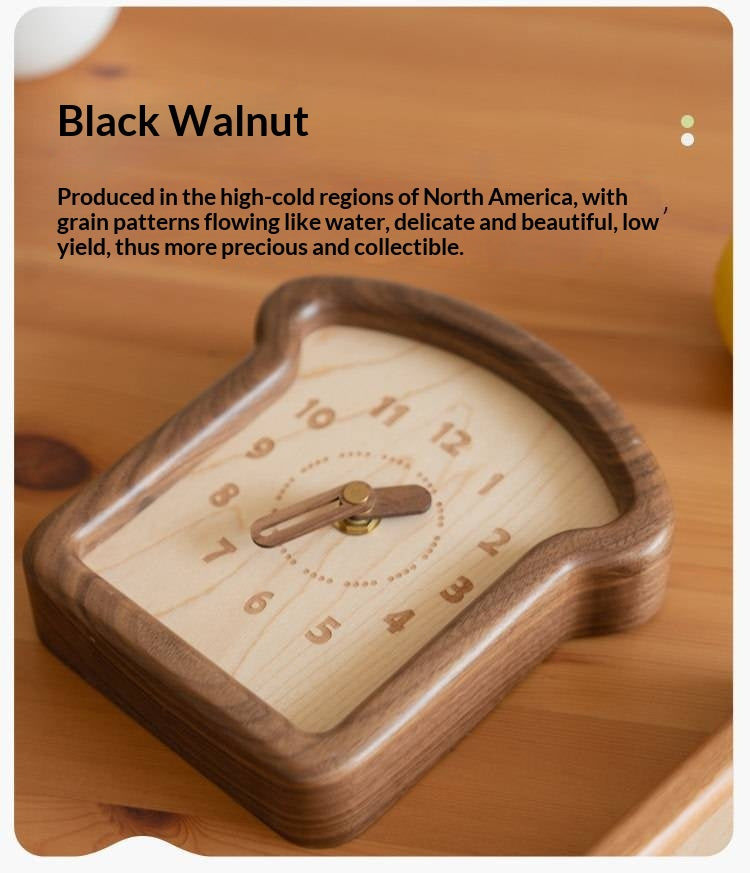 Cherry, Black Walnut Solid Wood Toast Clock Creative