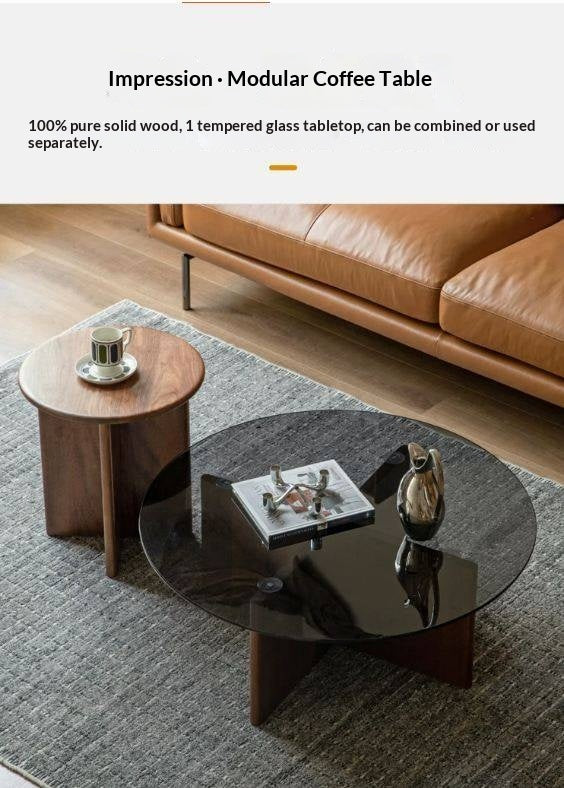 Black Walnut Combination Round Coffee Table