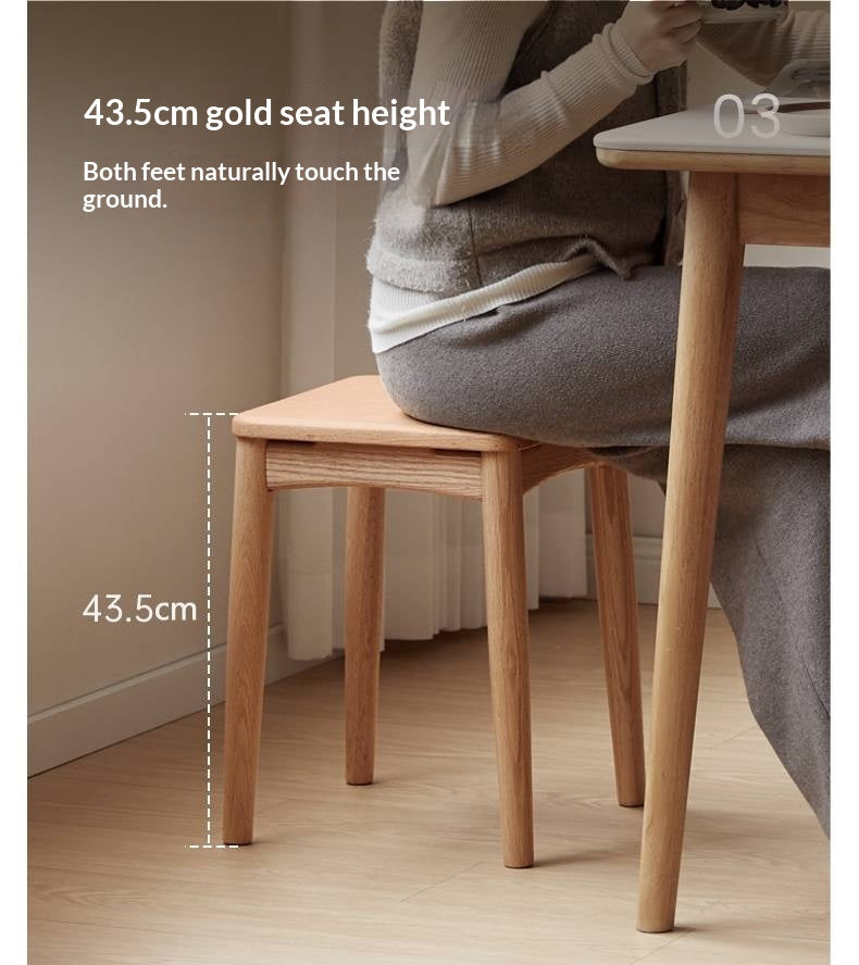 4 pcs -Oak Solid Wood Square Stool