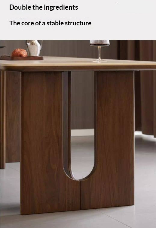 Black Walnut Solid Wood Light Luxury Style Rock Plate Dining Table