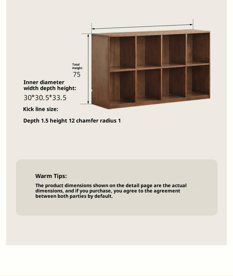 Solid Rubberwood Wall-Mounted Combination Bookcase