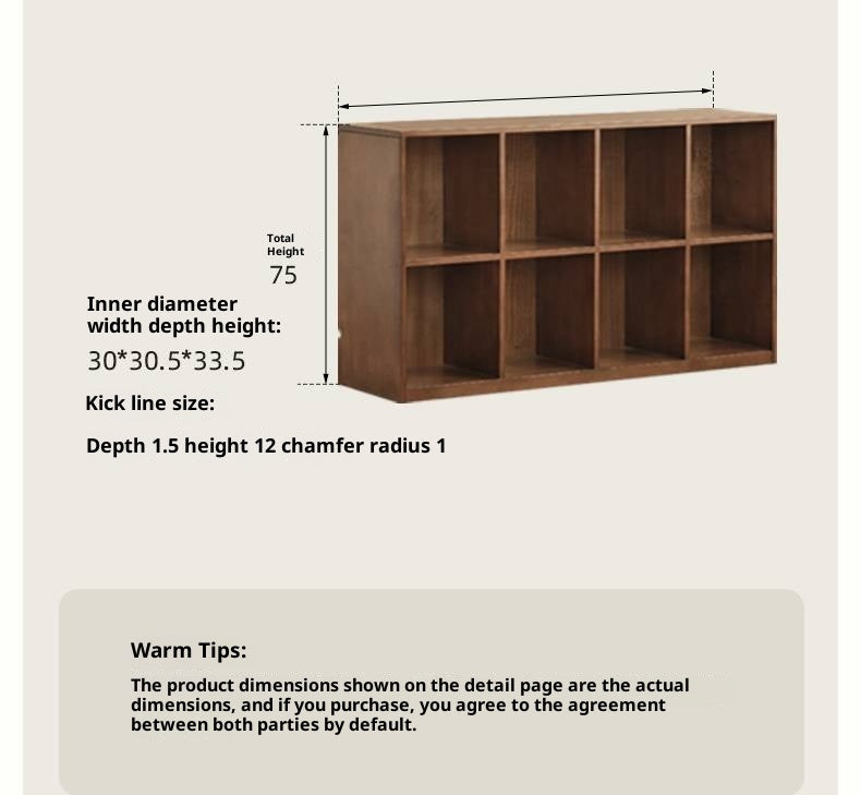 Solid Rubberwood Wall-Mounted Combination Bookcase