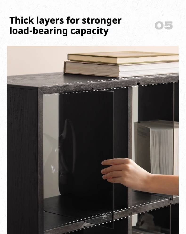 Oak Solid Wood Black Modern Bookcase