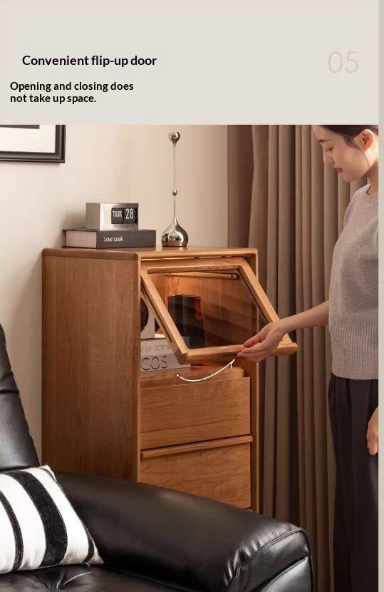 Cherry Solid Wood Mid-range Style Side Cabinet.