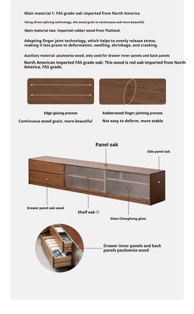 Oak, Solid Rubberwood TV Wall Cabinet.
