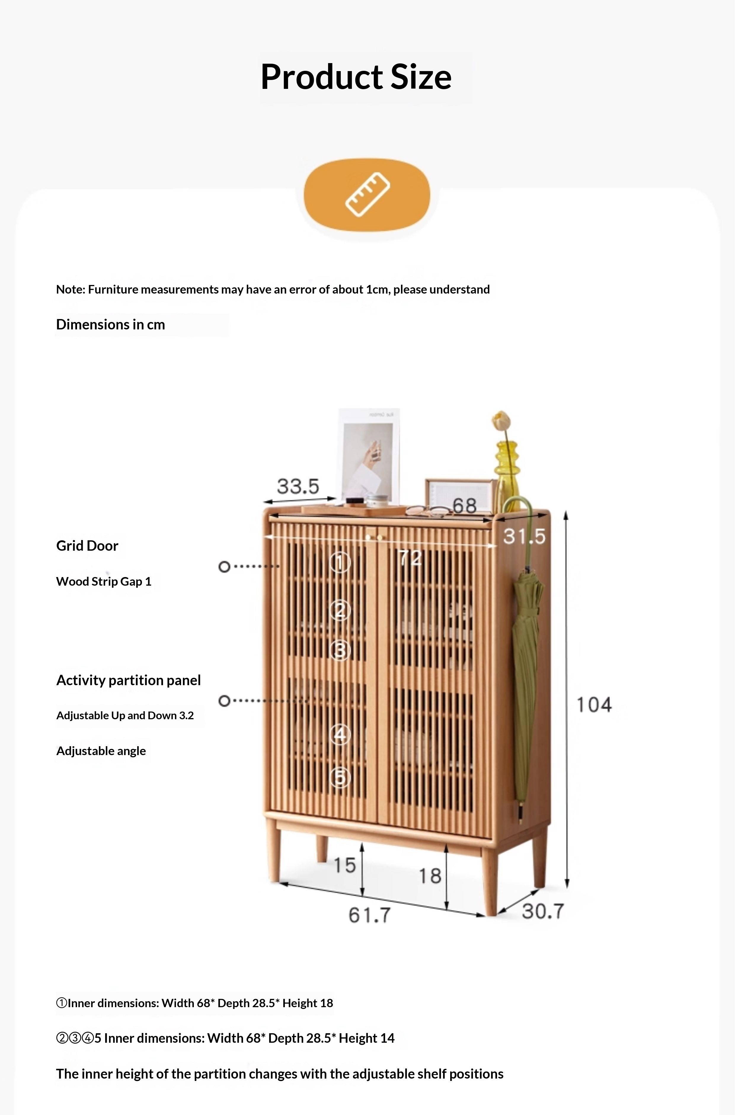 Beech Solid Wood Modern Shoe Cabinet