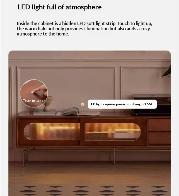 Tulipwood Solid Wood Light French TV Cabinet Sliding Door.