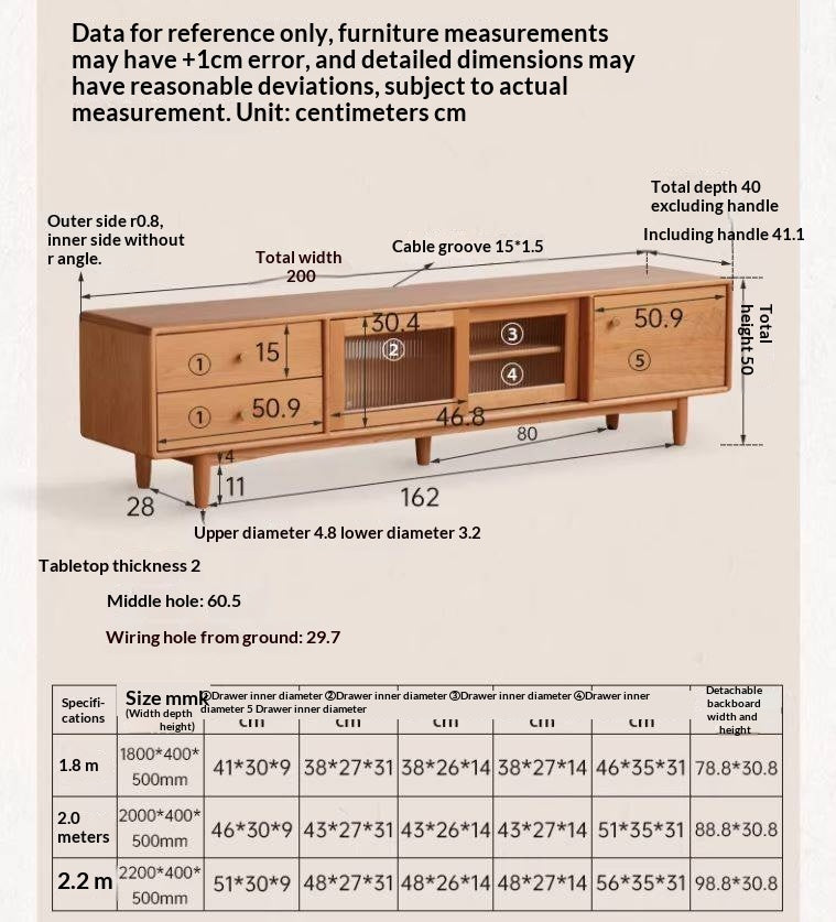 Cherry, Ash Solid Wood Modern TV Cabinet.