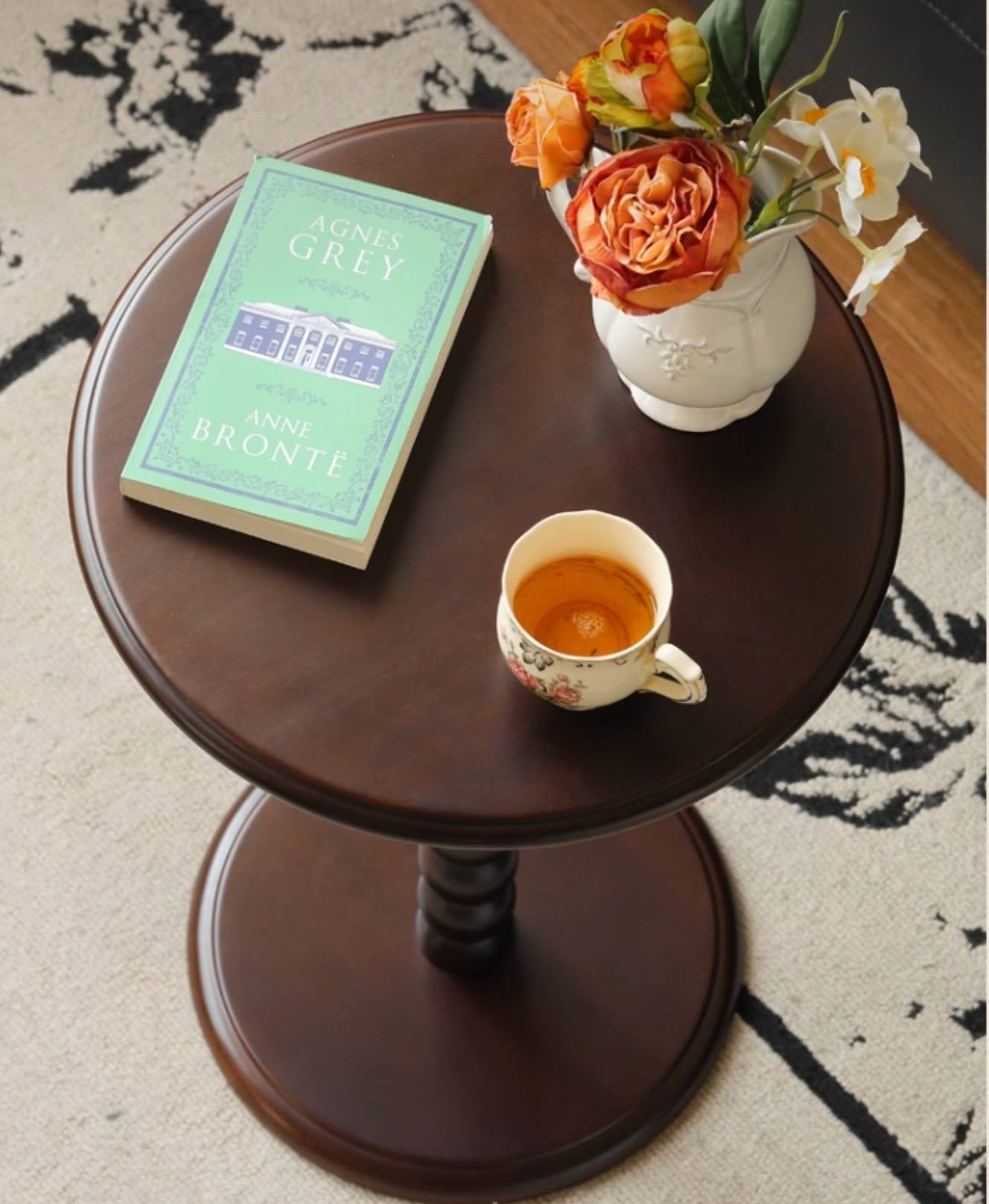 Black Walnut, Poplar, Solid Rubberwood American Retro Side Table.