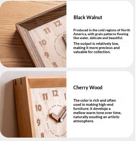 Cherry, Black Walnut Solid Wood Silent Movement Wall Clock