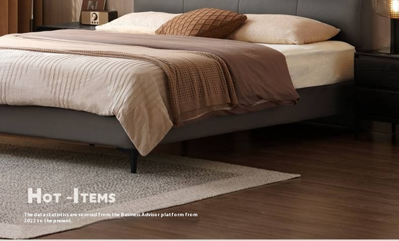Luxury Genuine Leather Modern Minimalist Bed