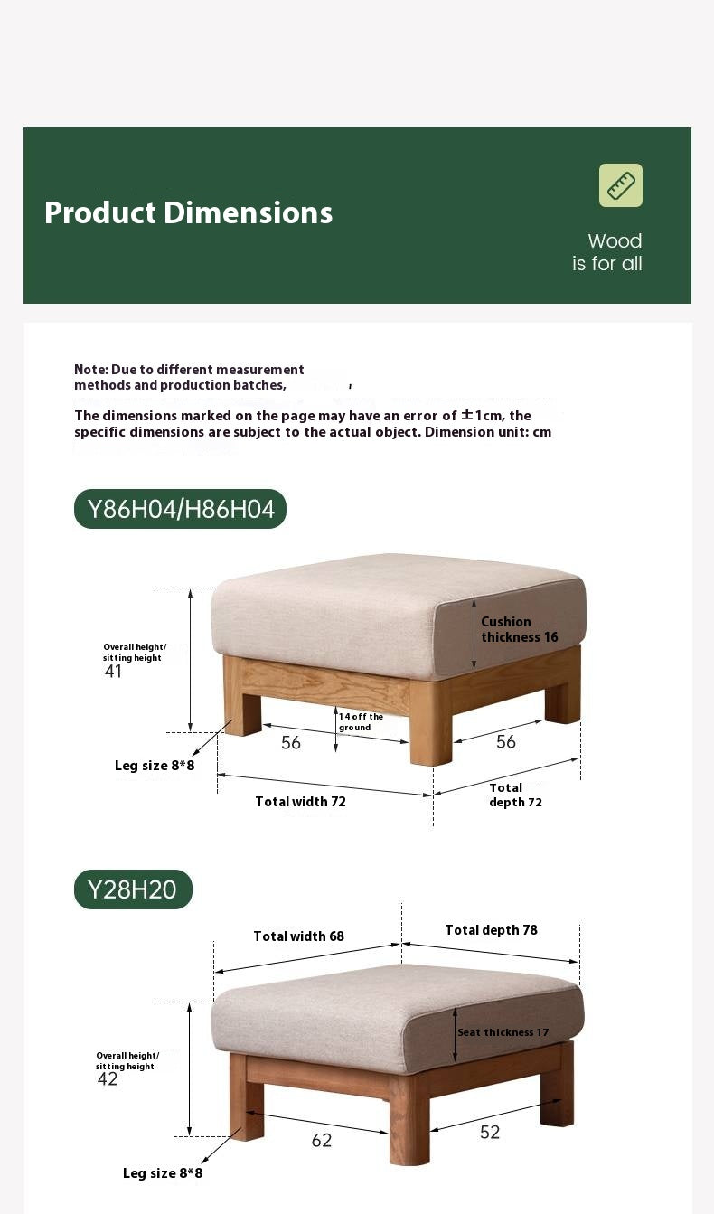Oak, Ash, Poplar, Black Walnut Solid Wood Footstool Small Fabric Stool For Home
