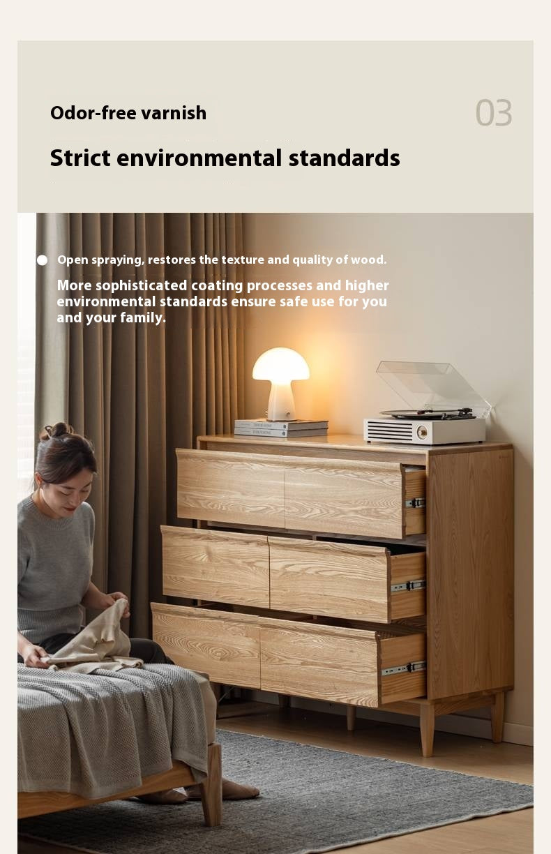 Ash Solid Wood Log Style Six Drawers Cabinet