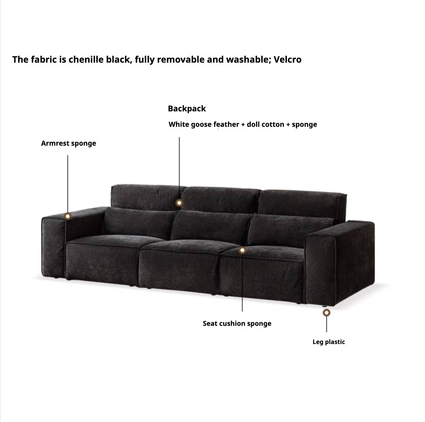 Fabric Modern Style chenille tofu block Sofa.