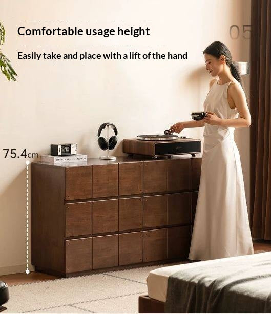 Solid RubberWood Grid Panel Dresser