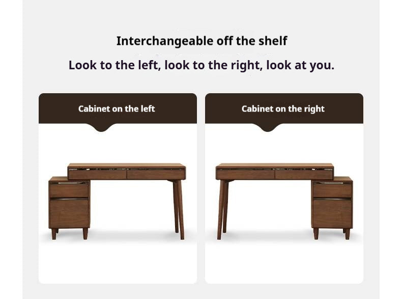 Black Walnut Solid Wood Integrated Desk With Drawer