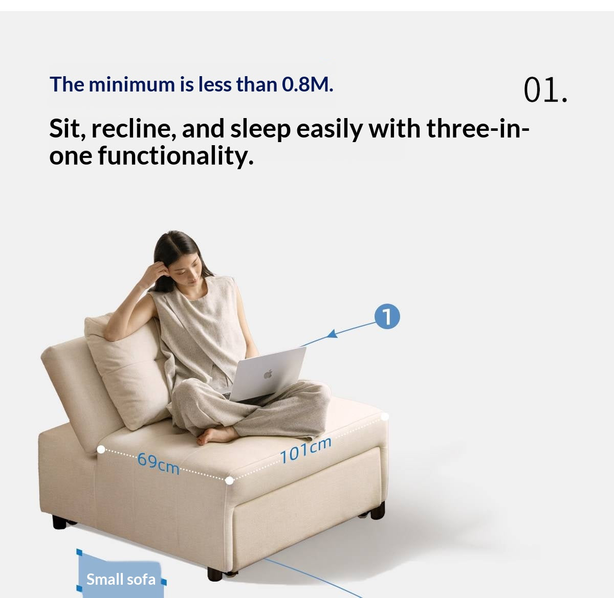 3-in-1 Convertible Sleeper Chair with Adjustable Backrest