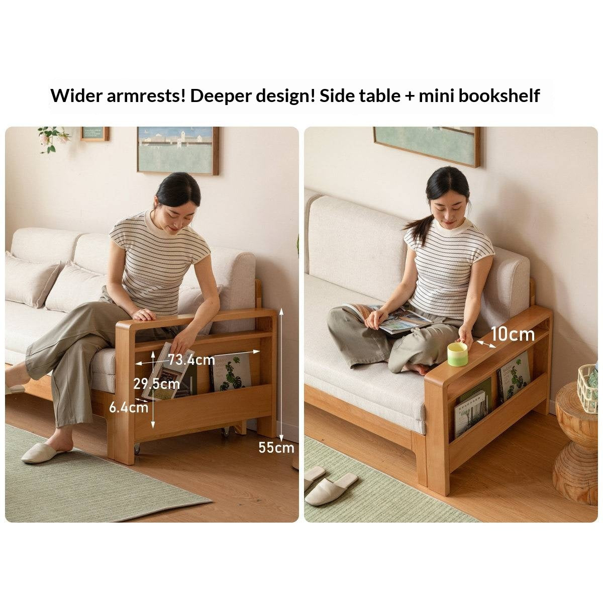 Oak, Beech Solid Wood Multifunctional Storage Sofa Bed
