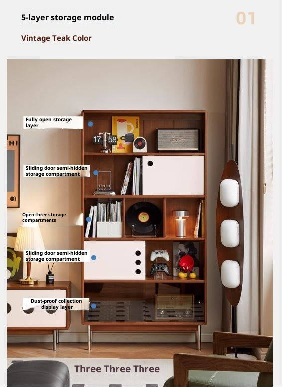 Poplar, Cherry Solid Wood Ancient Style Bookcase