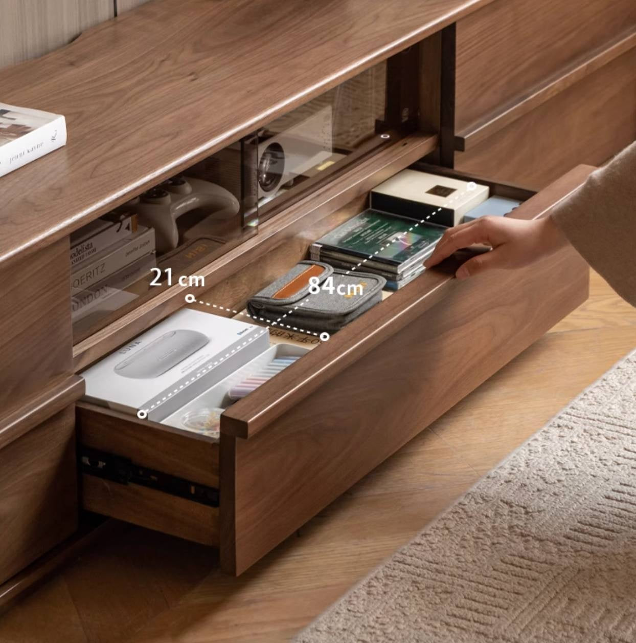 Black Walnut Solid Wood TV Stand.