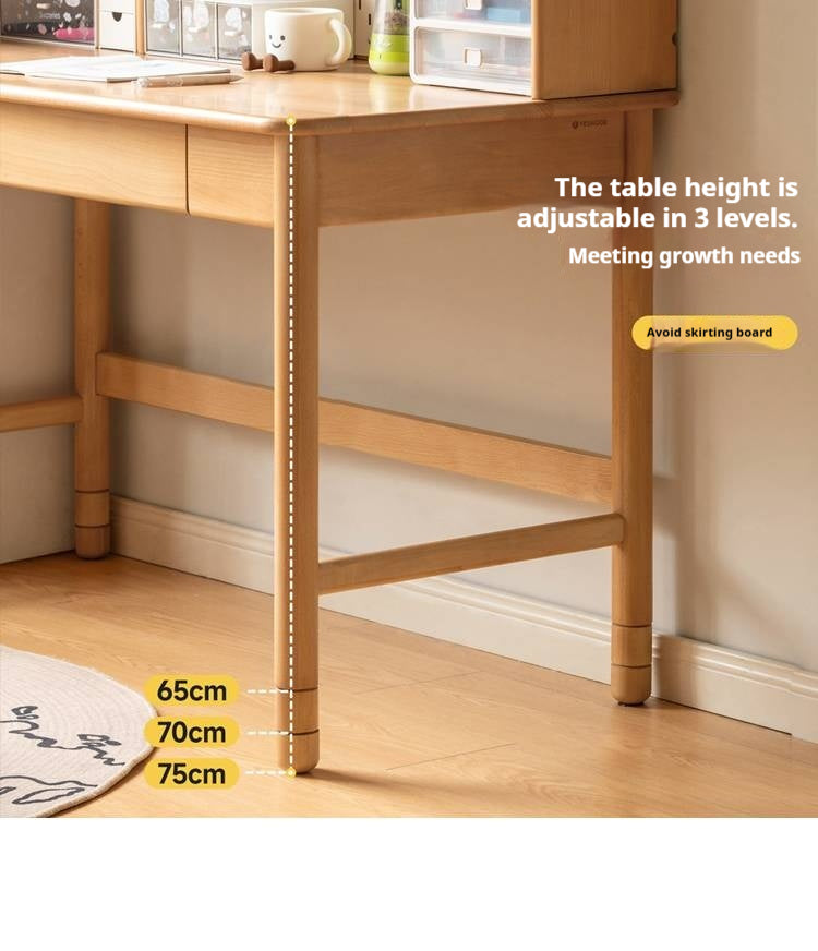 Beech Solid Wood Children's Desk With Adjustable Height