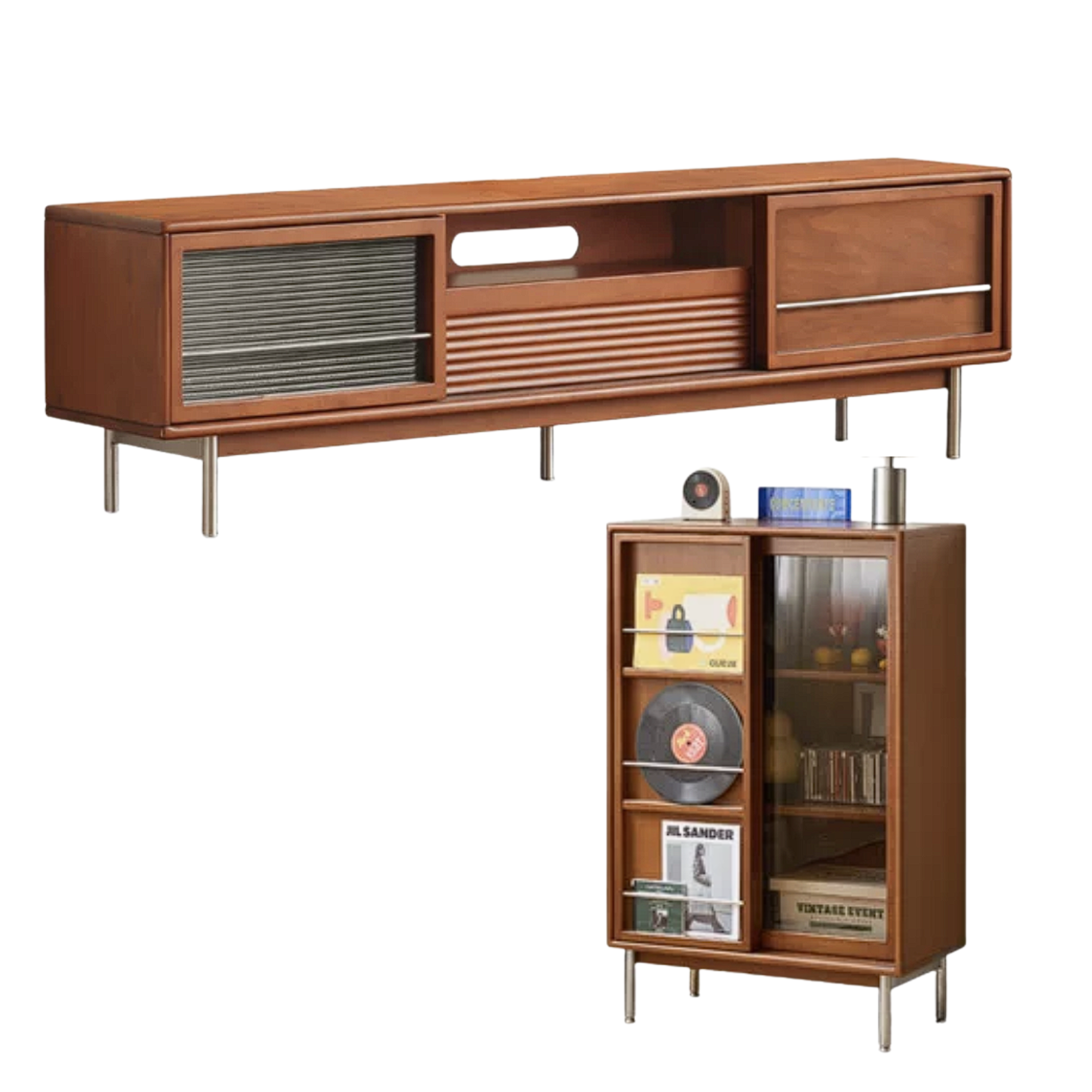 Tulipwood Solid Wood Bauhaus Style TV Cabinet