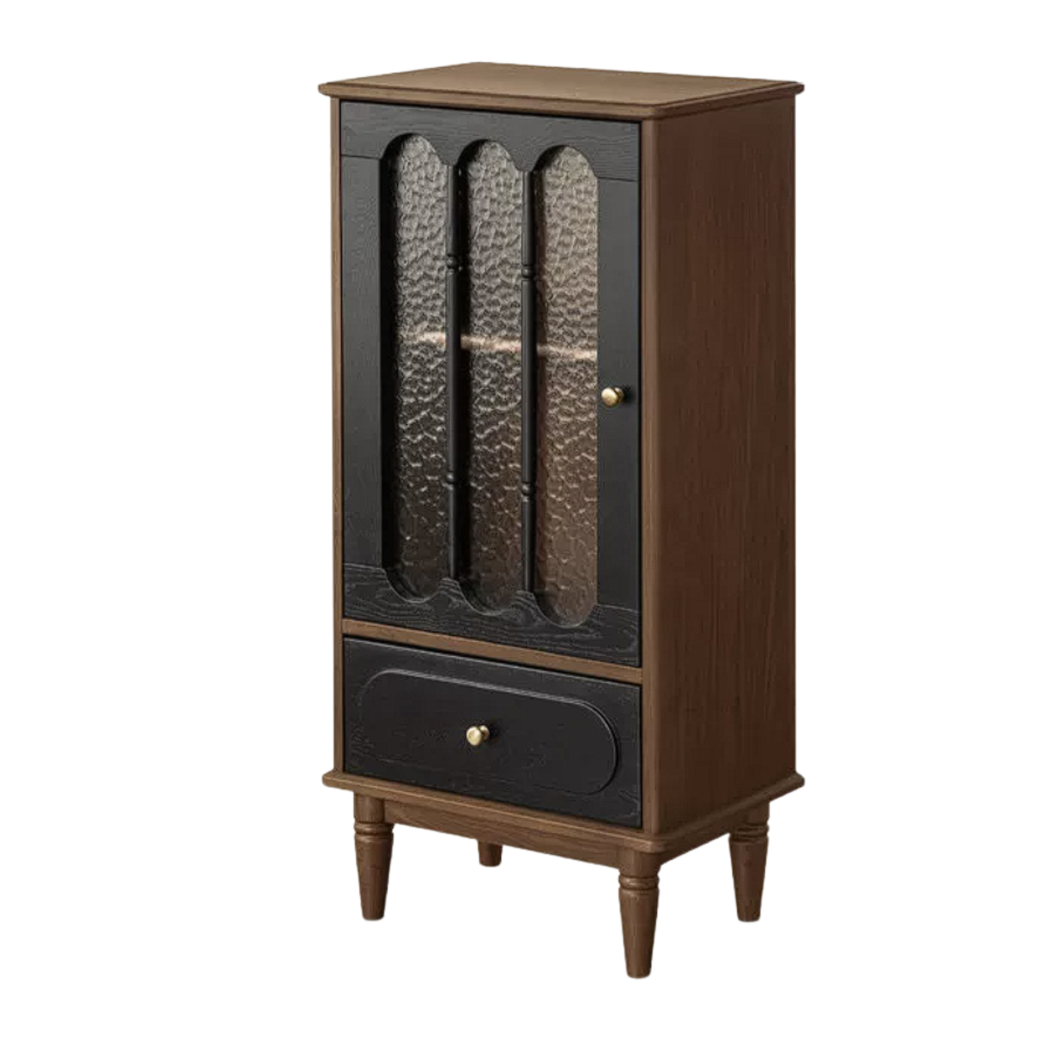 Ash, Black Walnut Solid Wood French Retro Side Cabinet