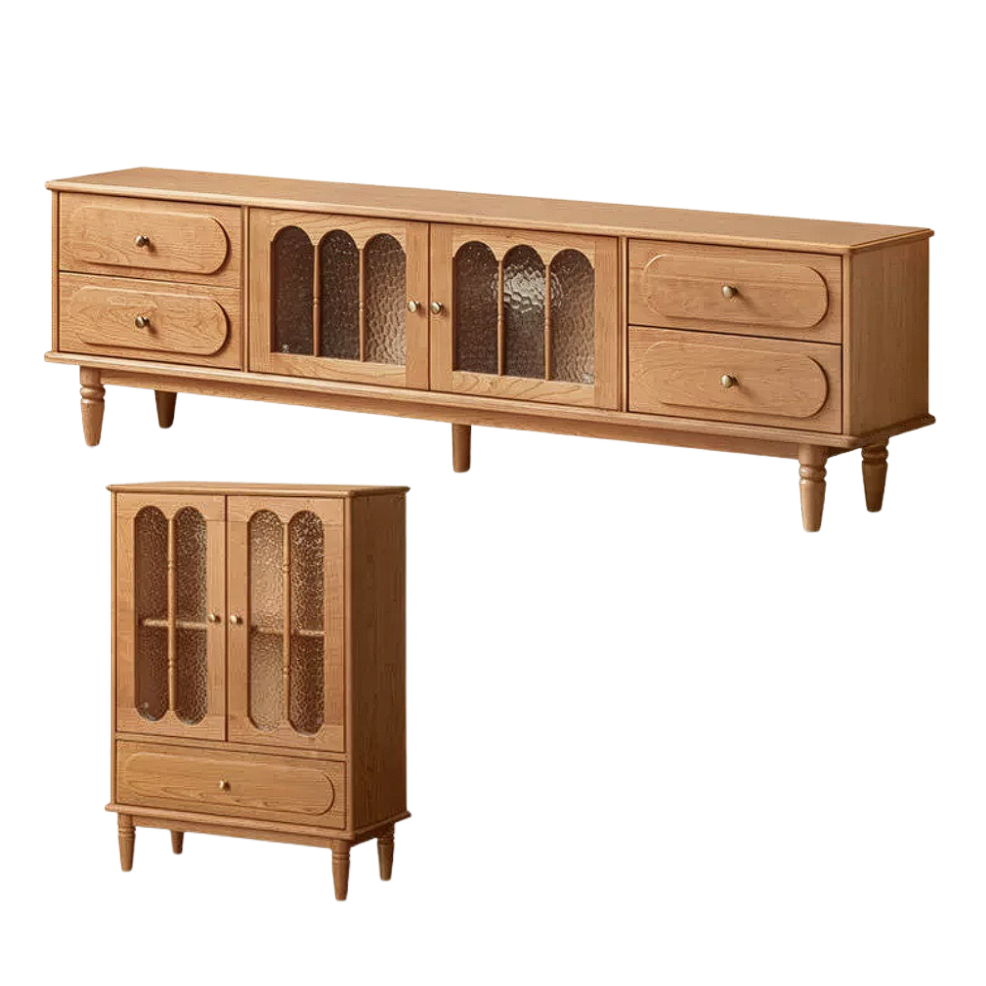 Cherry Solid Wood Style French Retro TV Stand