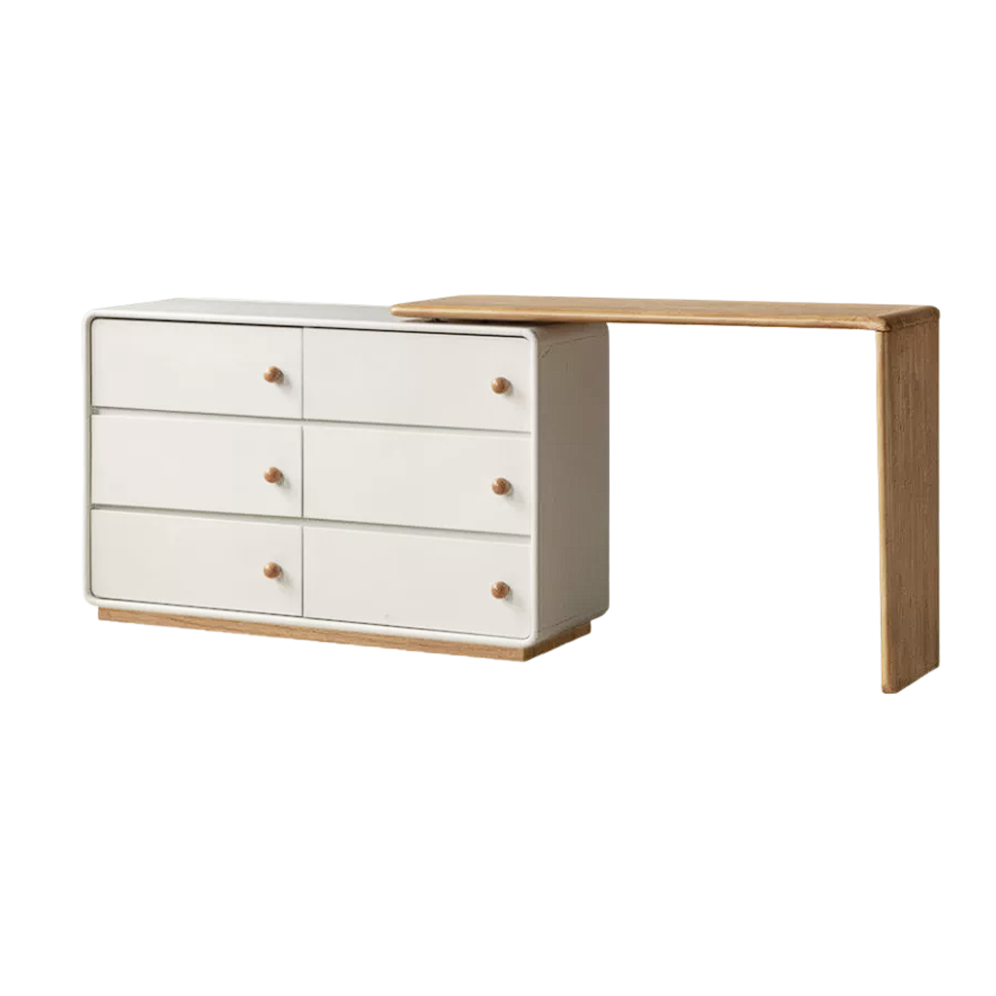Rubberwood Solid Wood Rotating Extendable Vanity Table with