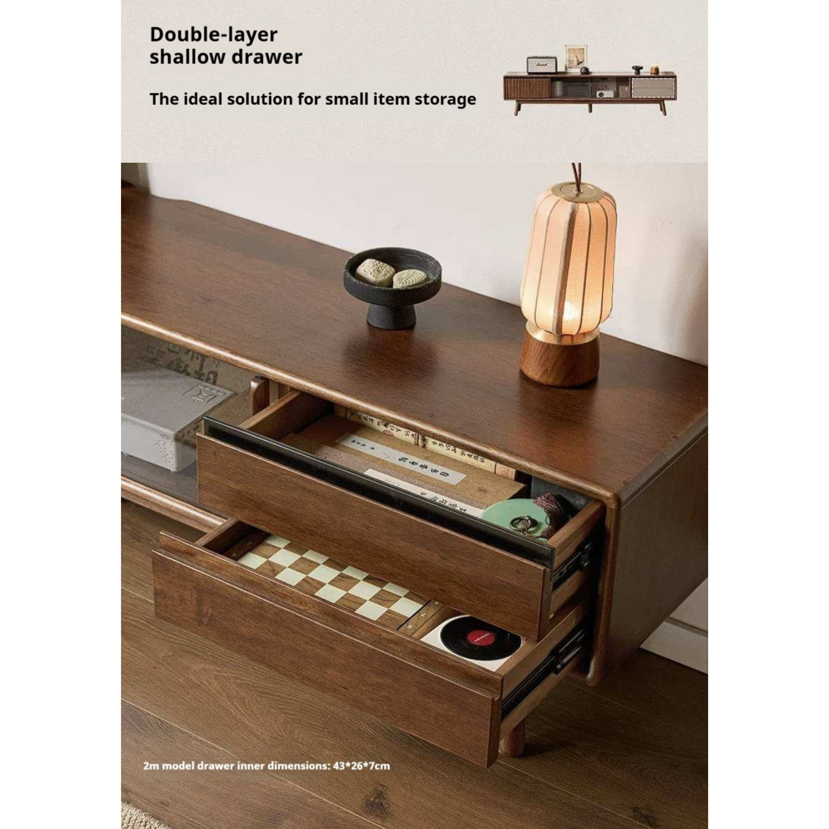 Golden Pear Solid Wood TV Cabinet with Sliding Door Storage Cabinet