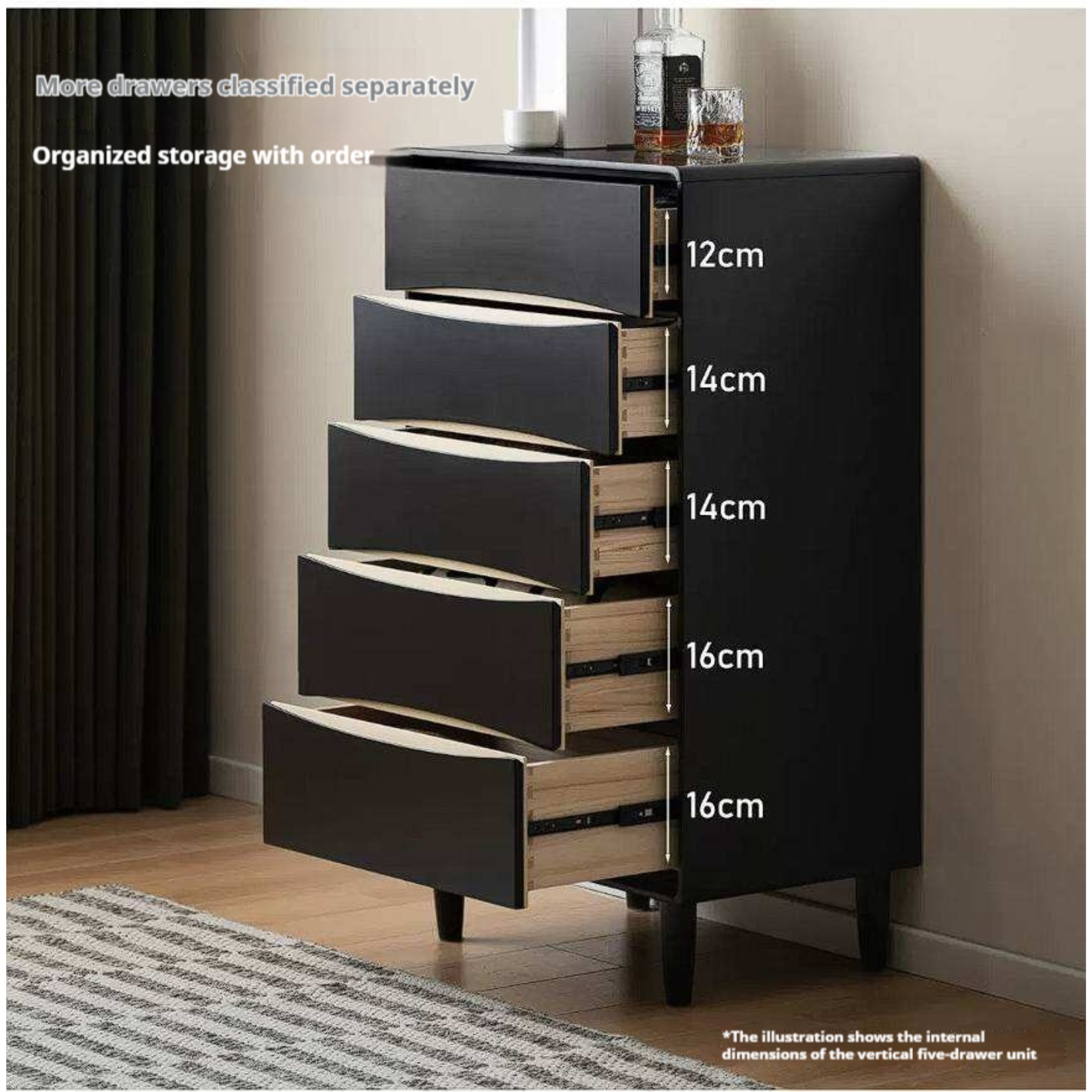 Rubberwood Solid Wood Chest of Drawers Moonwave Dresser