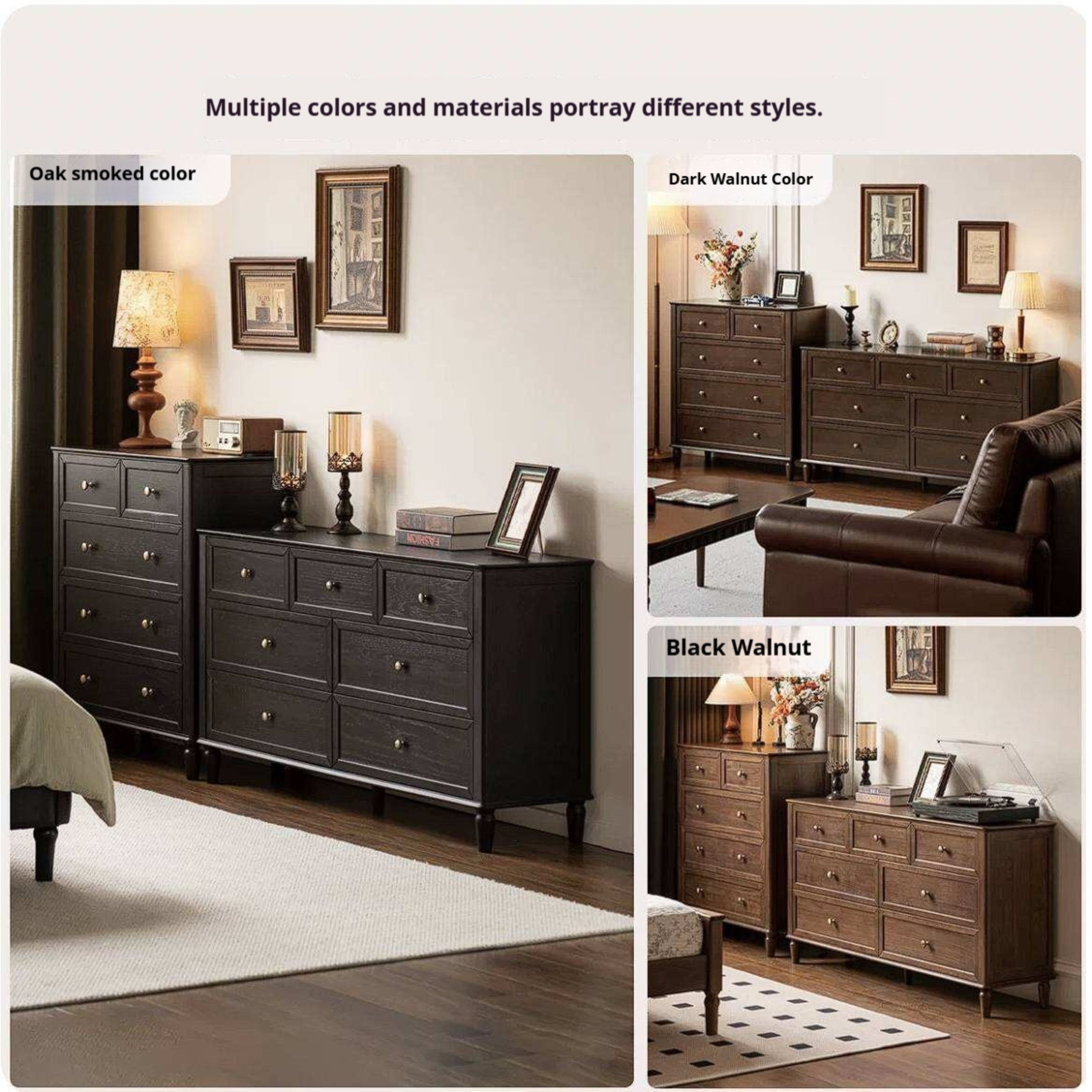 Rubberwood Solid Wood Bedroom Dresser with Elegant White Finish