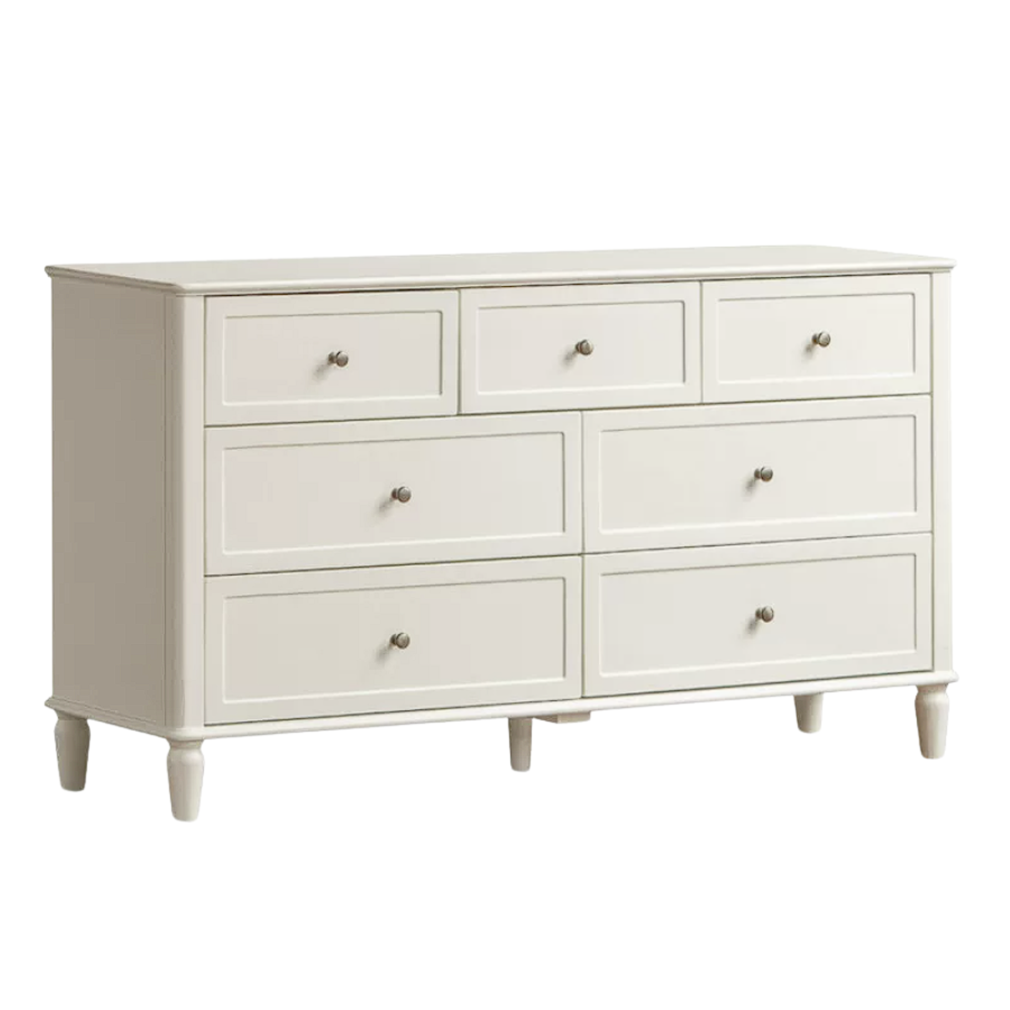 Rubberwood Solid Wood Bedroom Dresser with Elegant White Finish