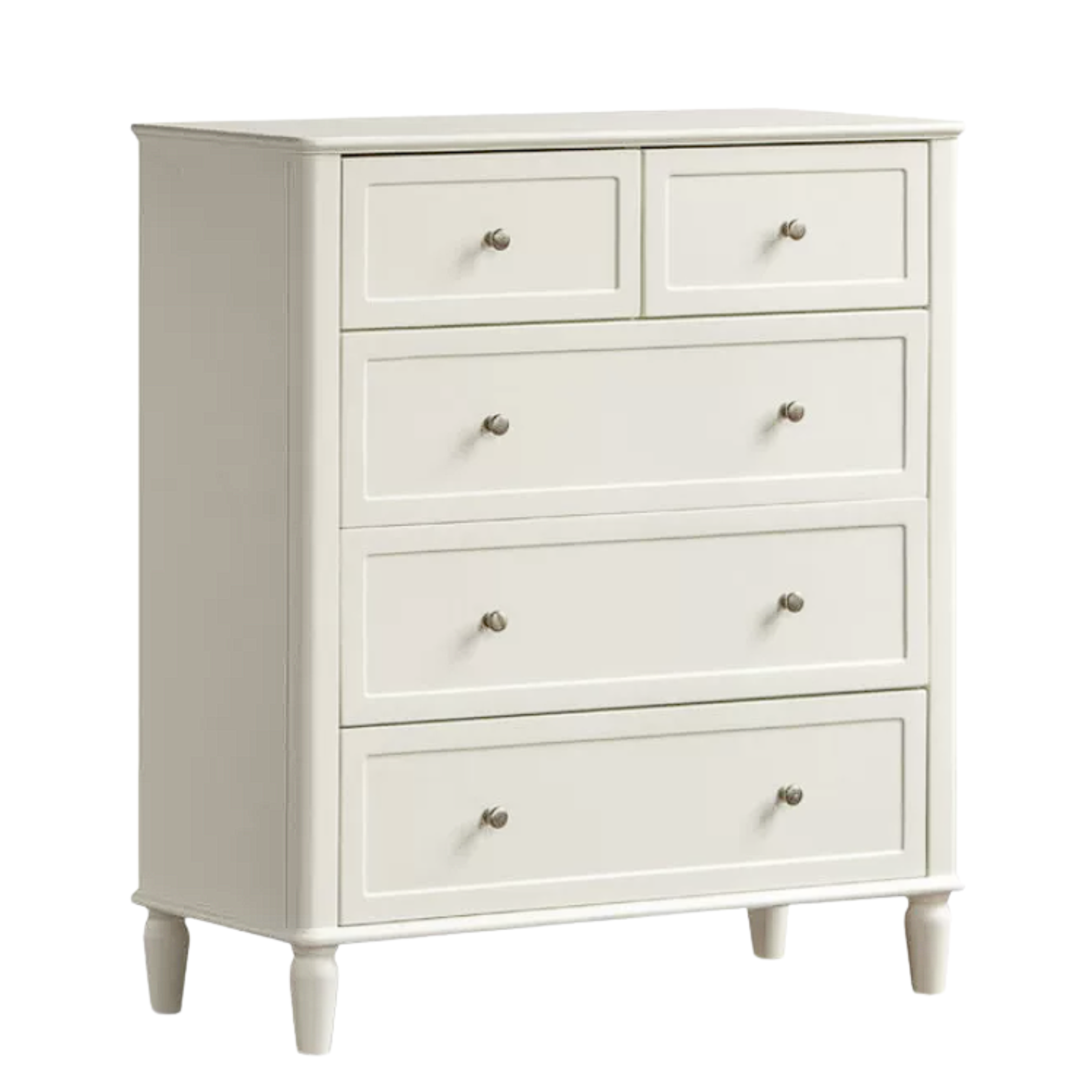 Rubberwood Solid Wood Bedroom Dresser with Elegant White Finish