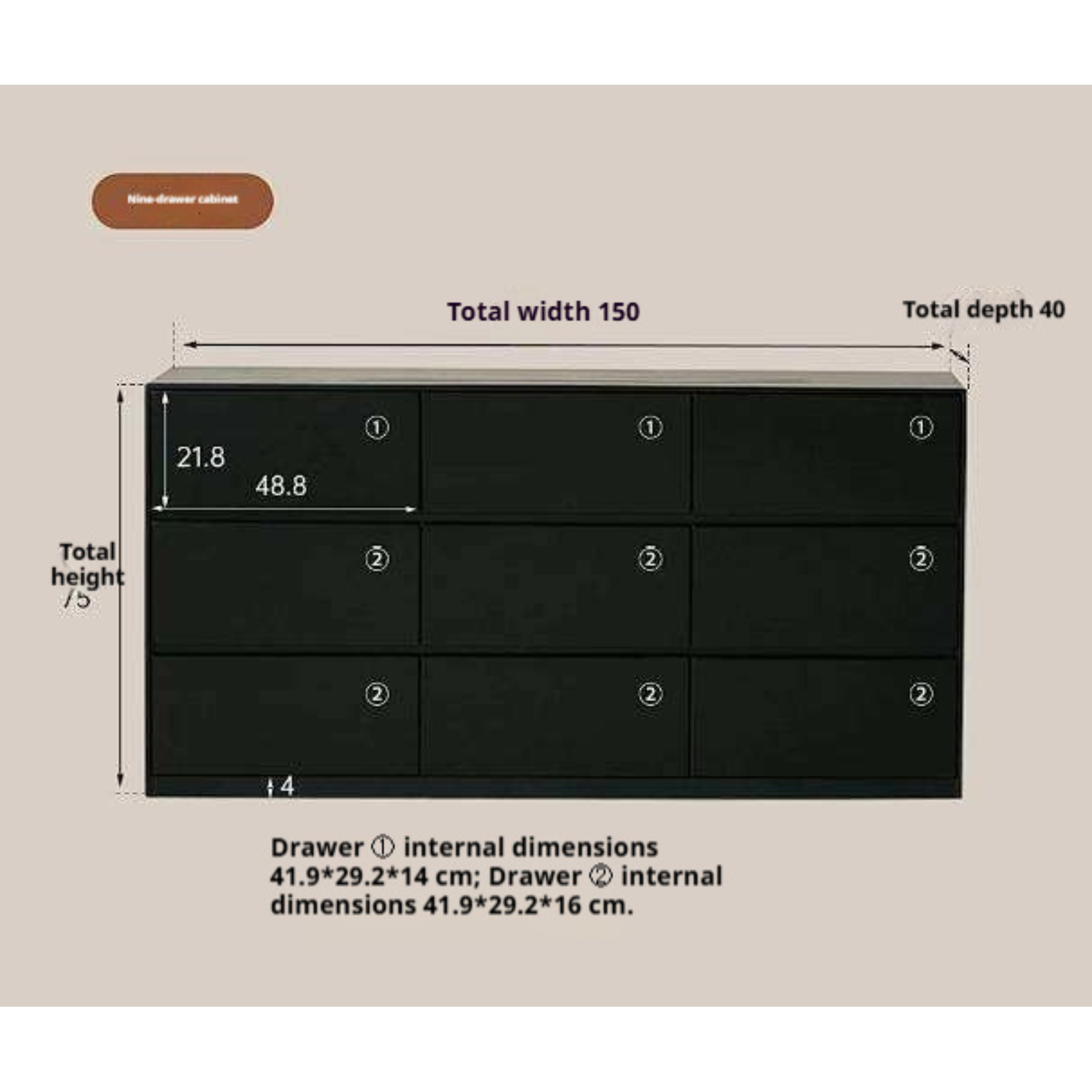 Rubberwood Solid Wood Chest of Drawers Deep Espresso Black dresser