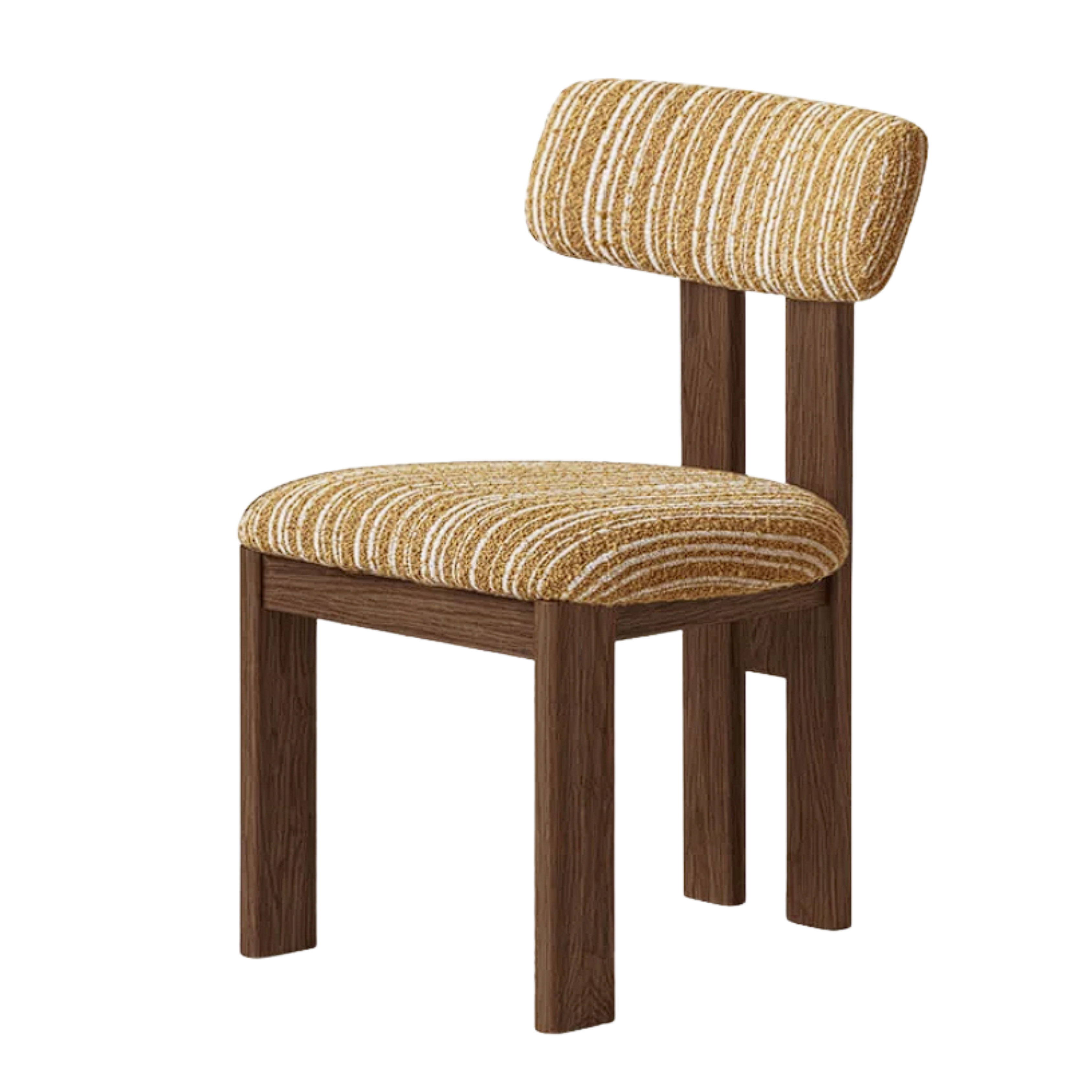 4 pcs -Oak, Black walnut solid wood Upholstered Dining Chair, Postmodern Retro