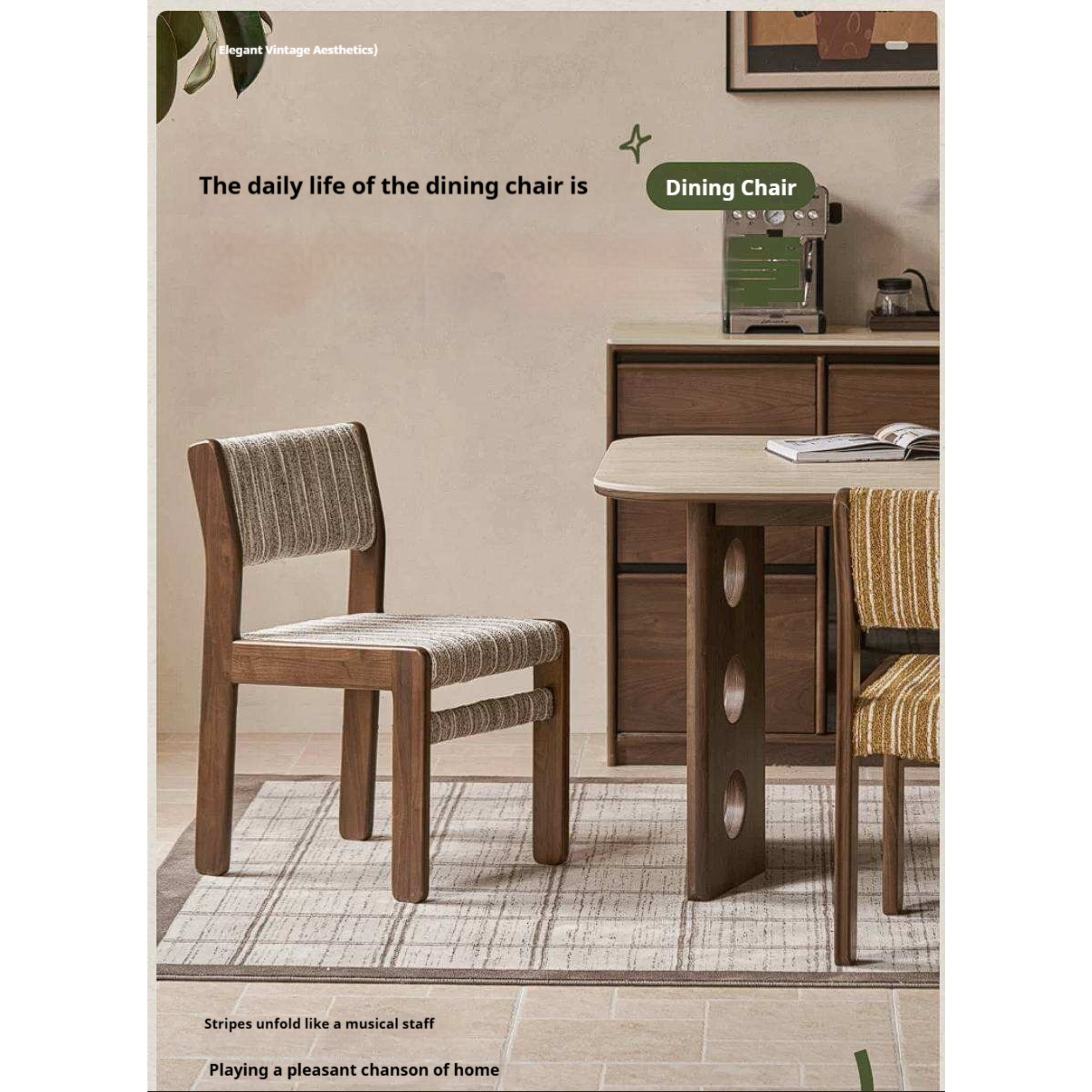 4 pcs -Black Walnut, Oak Solid Wood Modern Minimalist Block-Leg Dining Chair