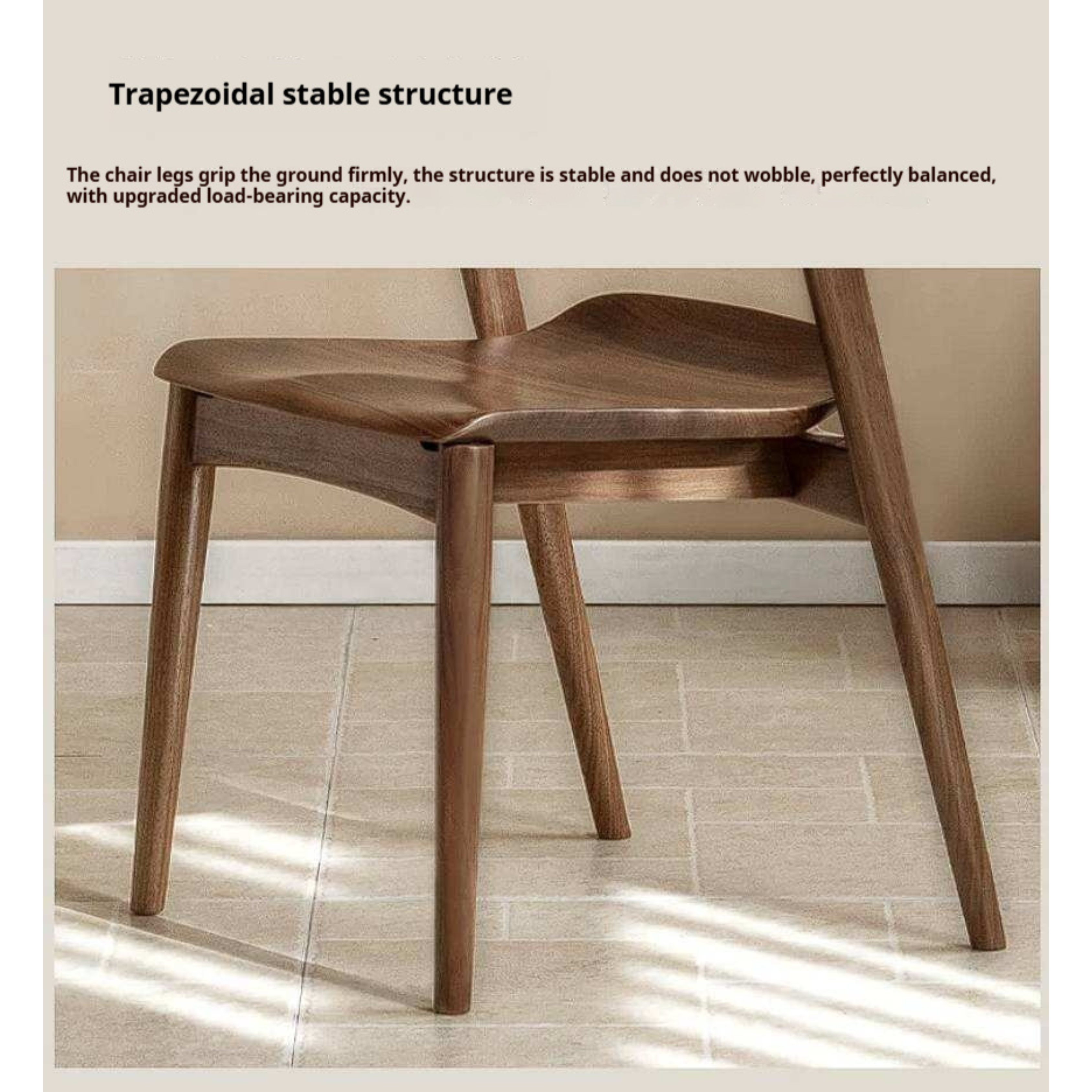 Black Walnut Solid Wood Bentwood Dining Chair with Curved Back and Saddle Seat