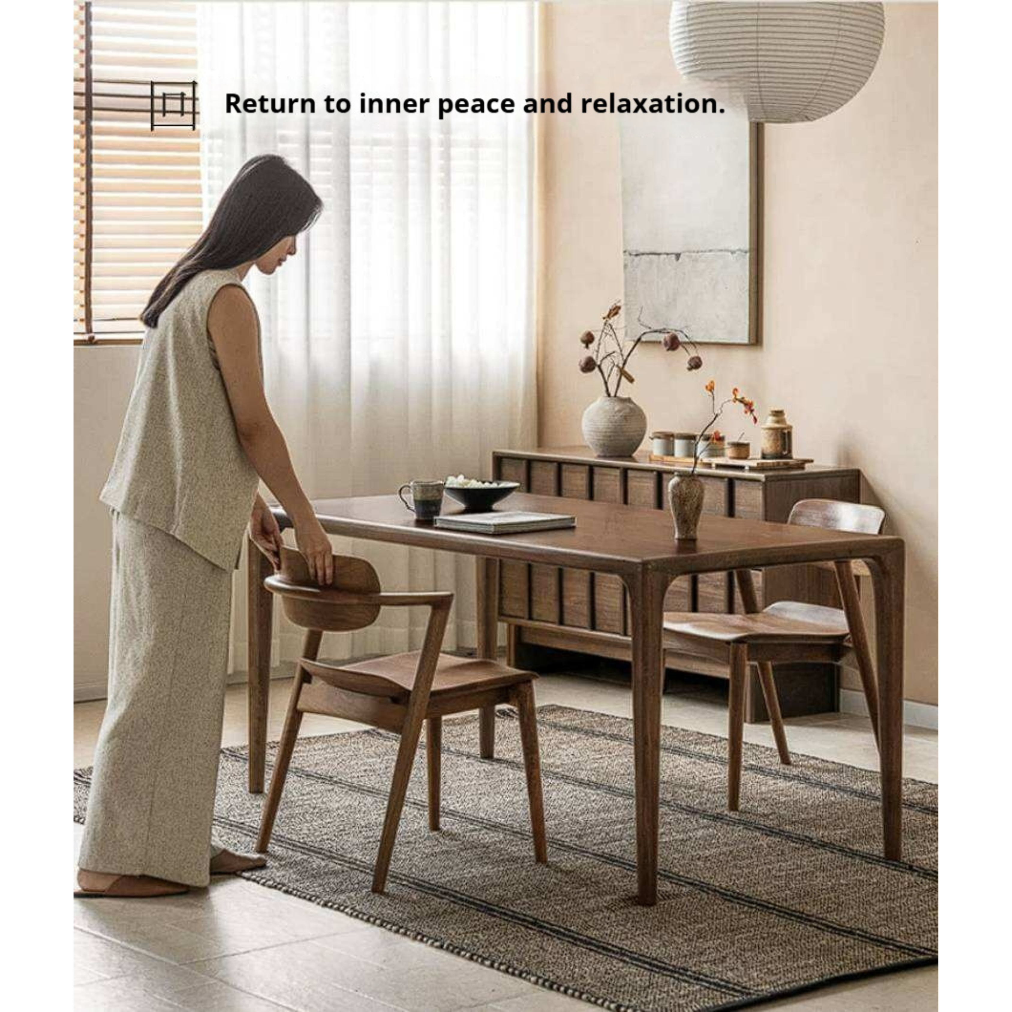 Black Walnut Solid Wood Bentwood Dining Chair with Curved Back and Saddle Seat