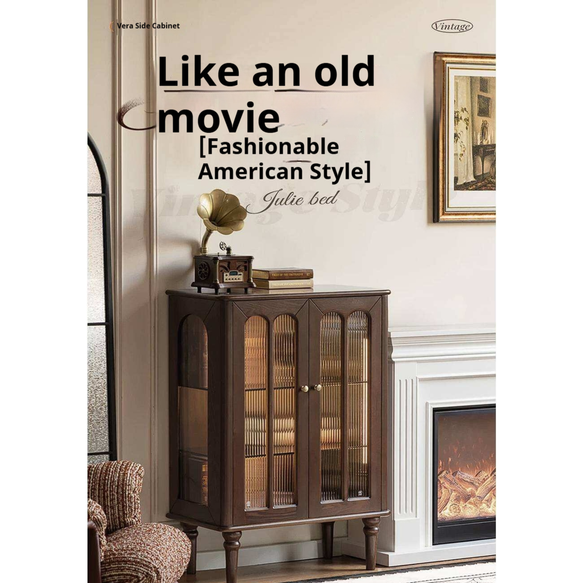 Ash Solid Wood Vintage Arched-Top Curio Cabinet with Three-Sided Glass and LED Lighting