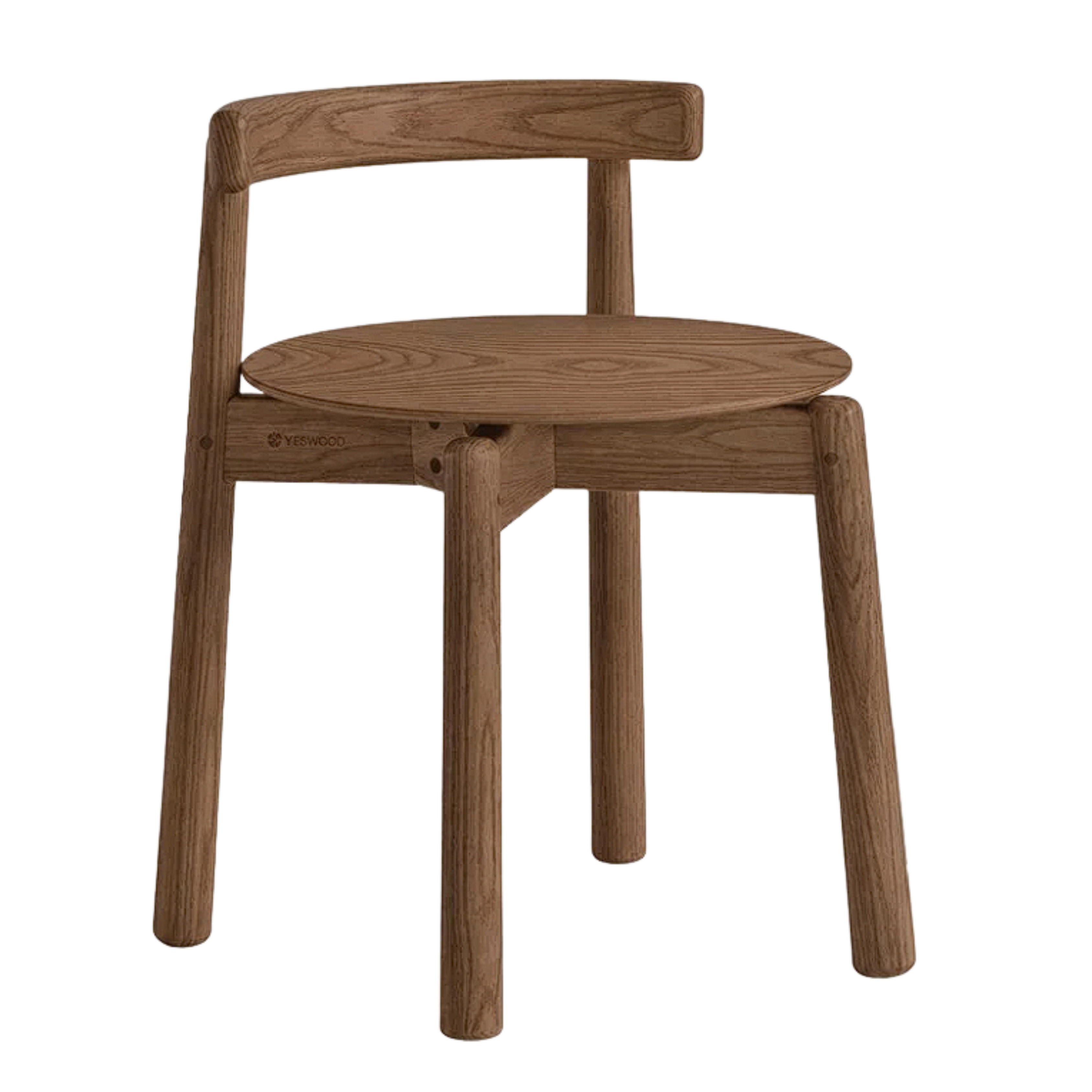 Black Walnut, Oak, Ash Solid Wood Low Back Makeup Stool with Round Seat