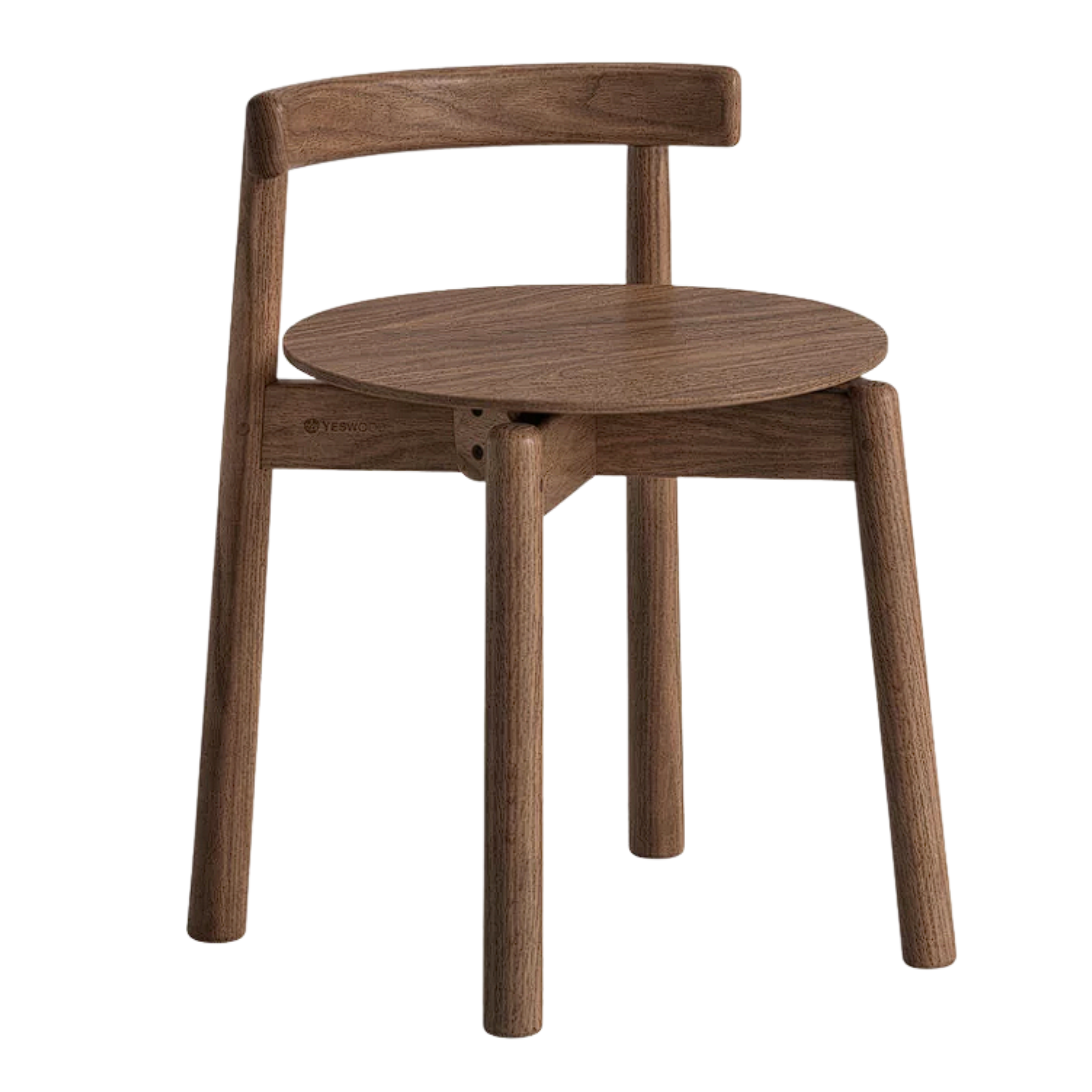 Black Walnut, Oak, Ash Solid Wood Low Back Makeup Stool with Round Seat