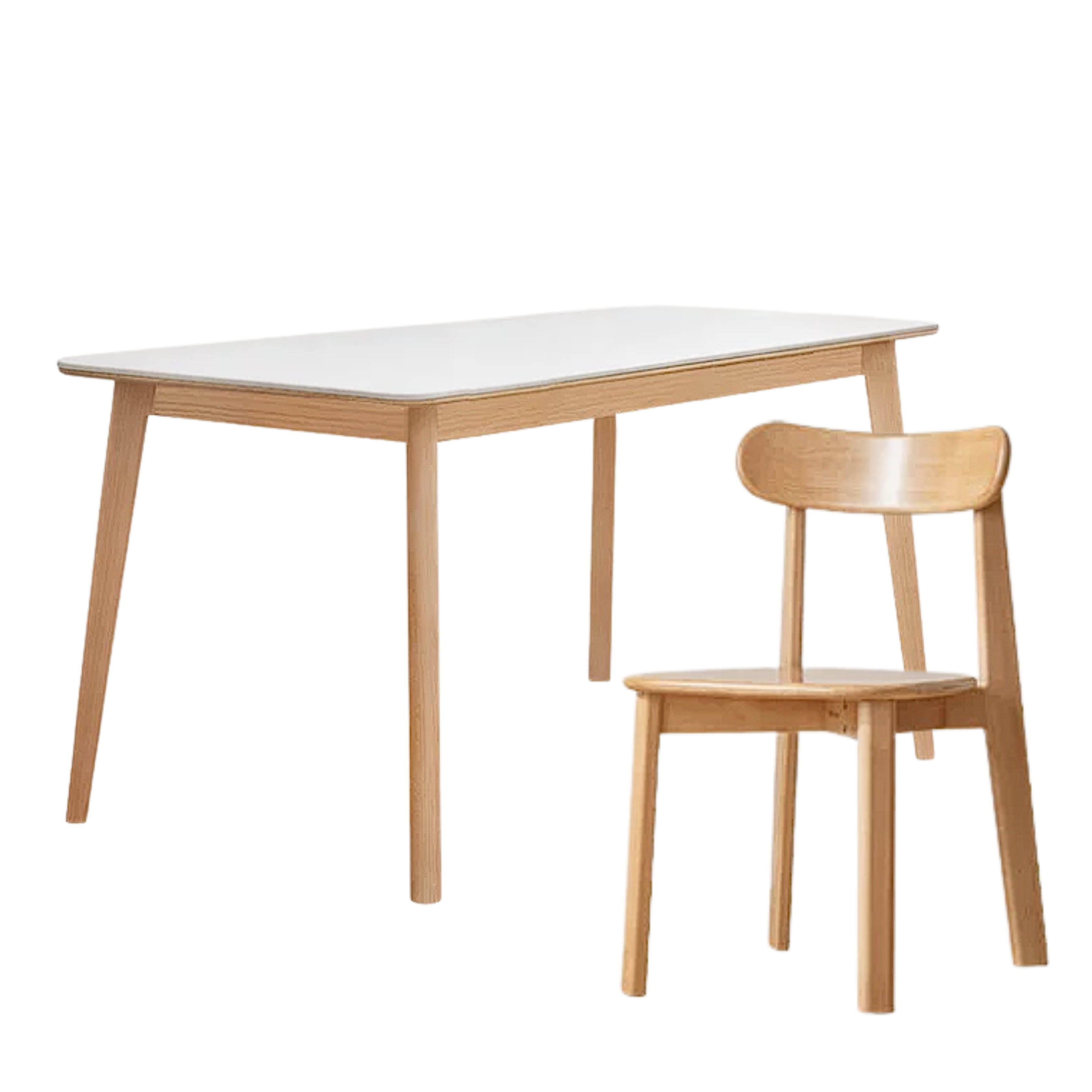 Beech, Rubberwood, Oak Solid Wood Dining Table With Rock Slab Surface