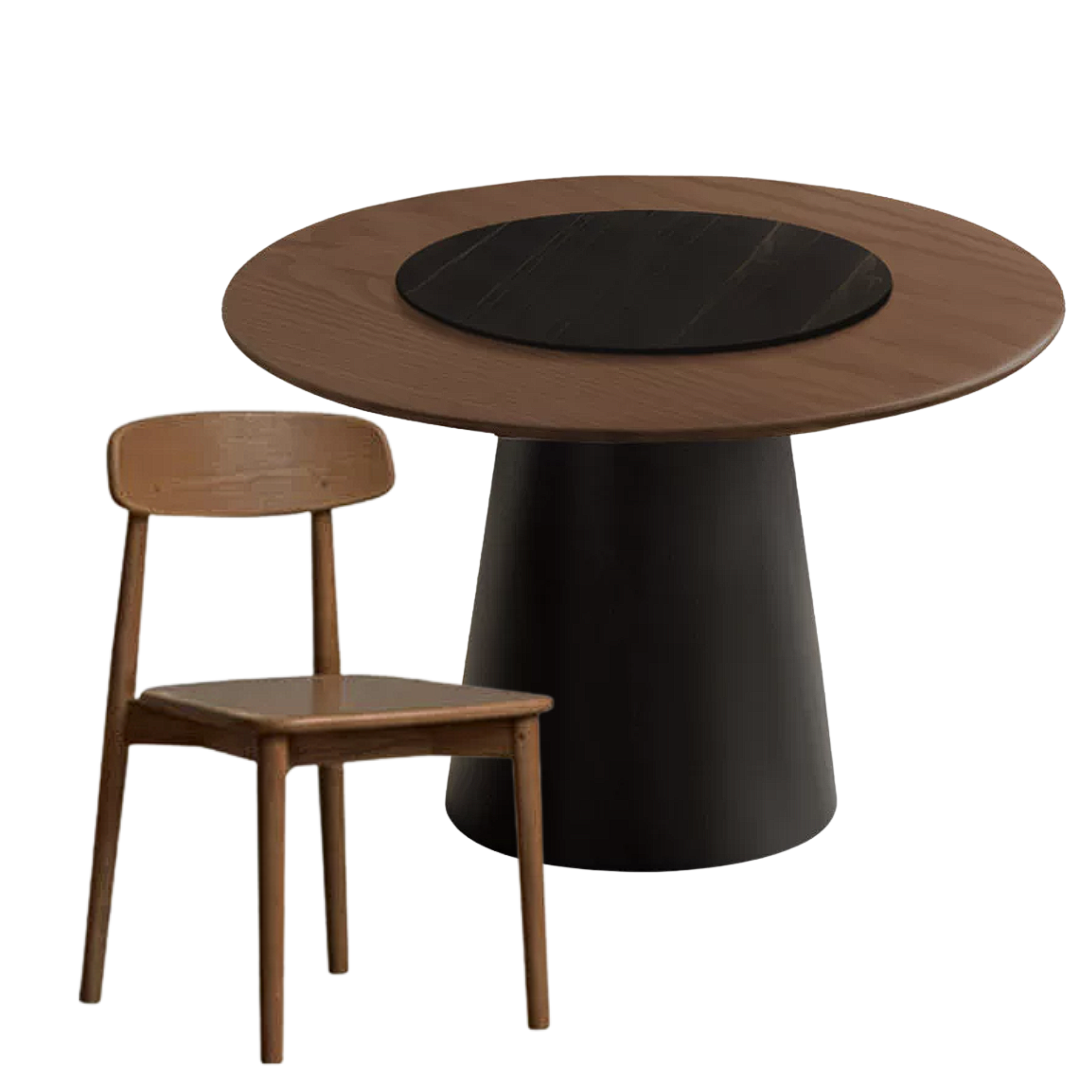 Black Walnut, Oak Solid Wood, Golden Pearwood, Sandalwood Rock Slab Round Dining Table