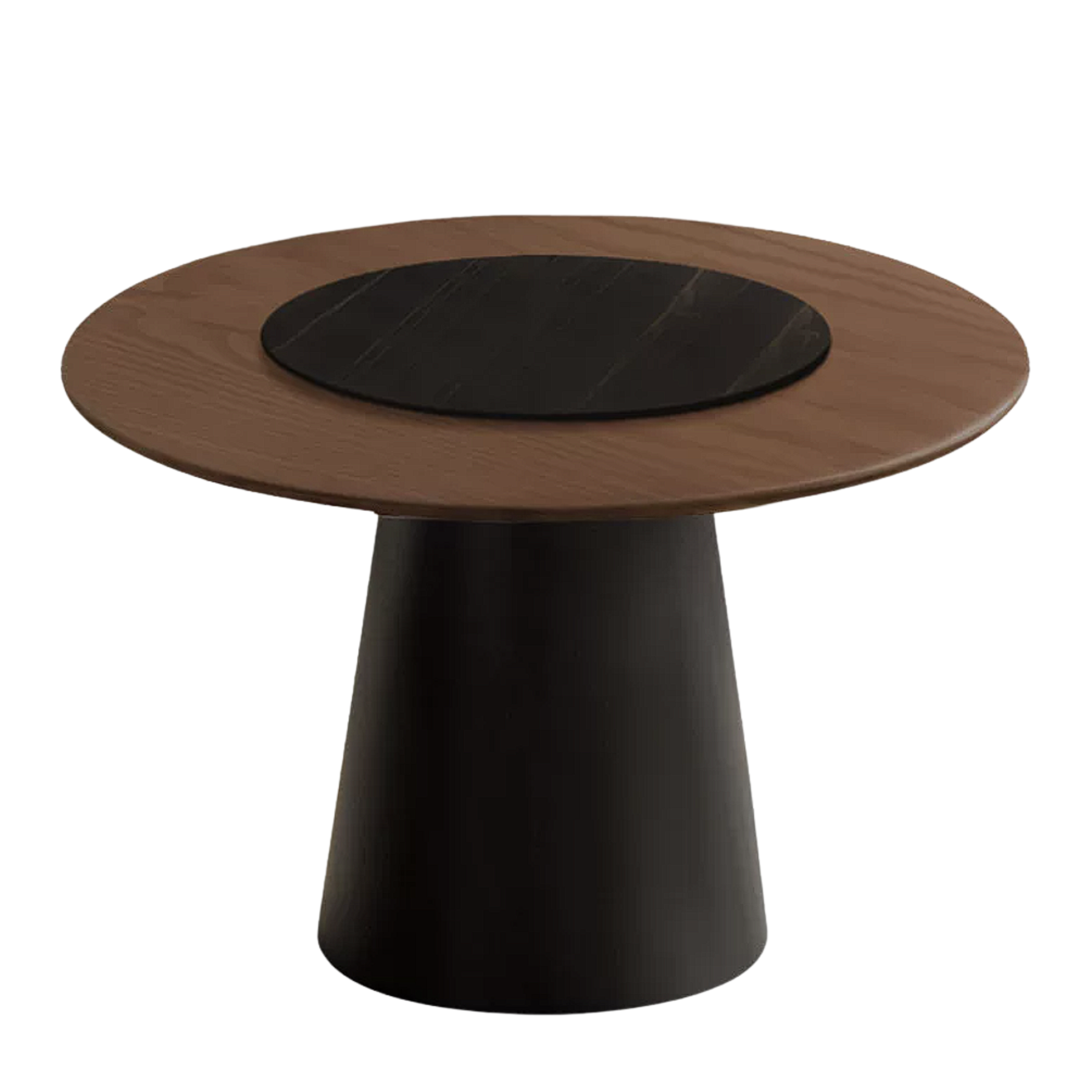 Black Walnut, Oak Solid Wood, Golden Pearwood, Sandalwood Rock Slab Round Dining Table