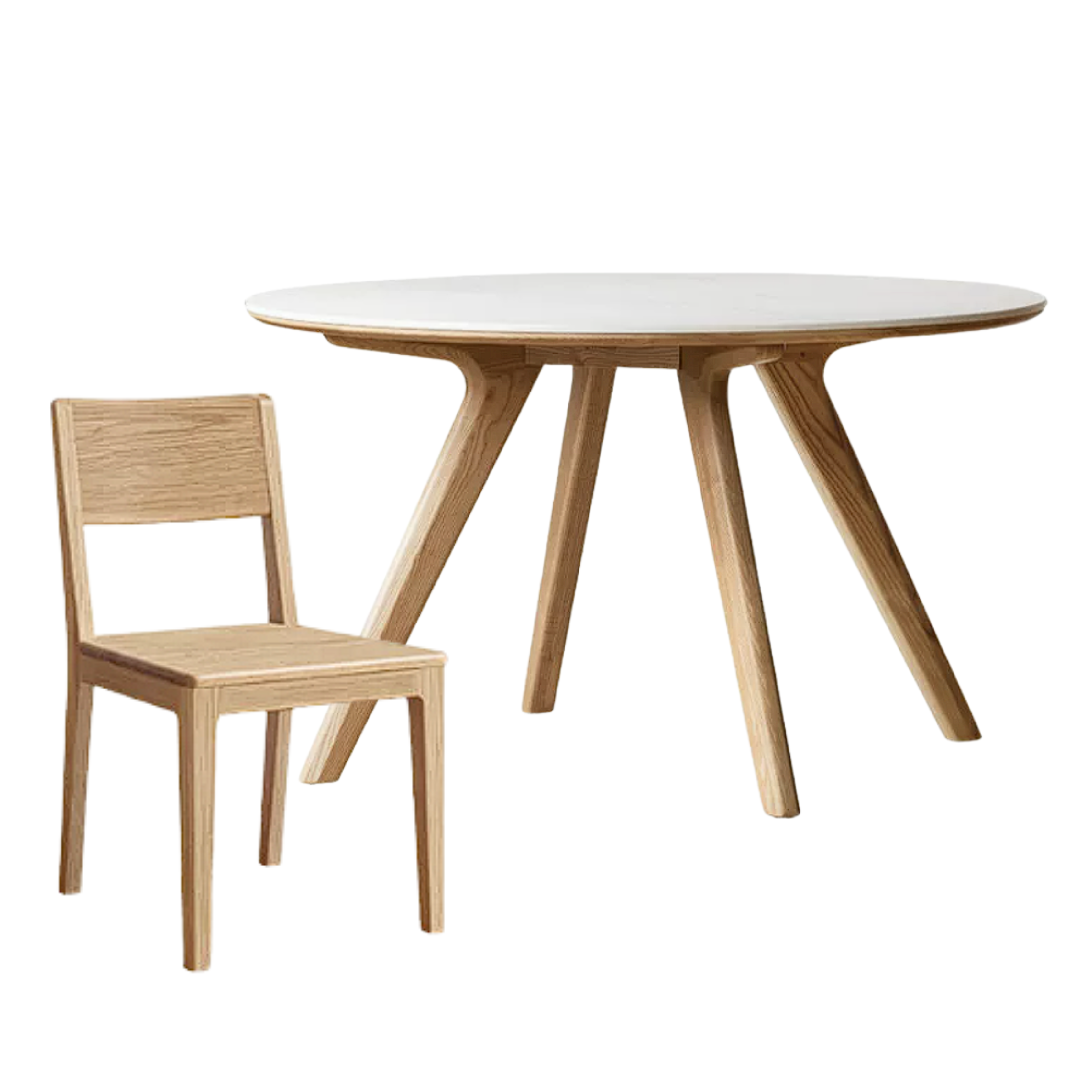 Ash Solid Wood Modern Rock Round Table.
