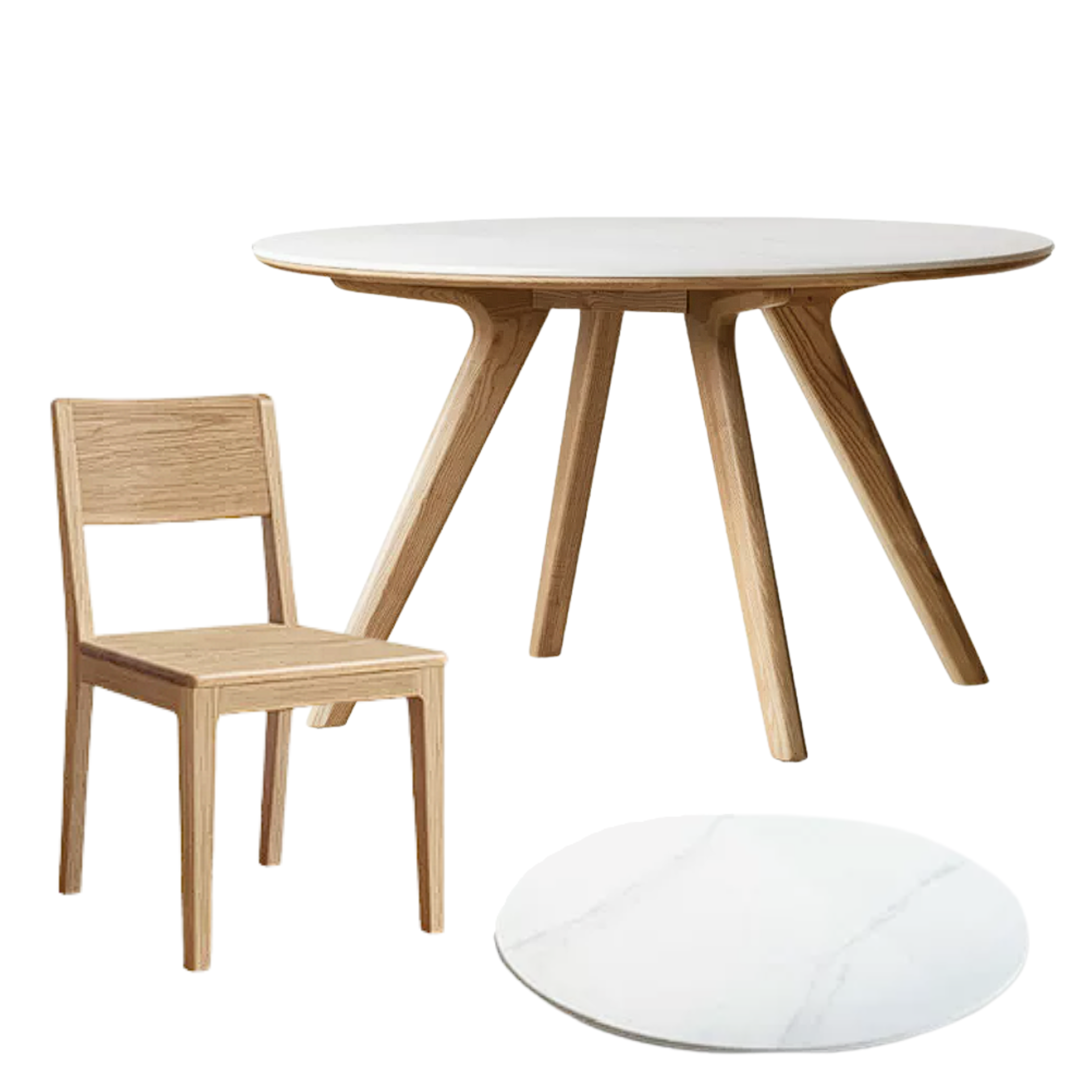 Ash Solid Wood Modern Rock Round Table.