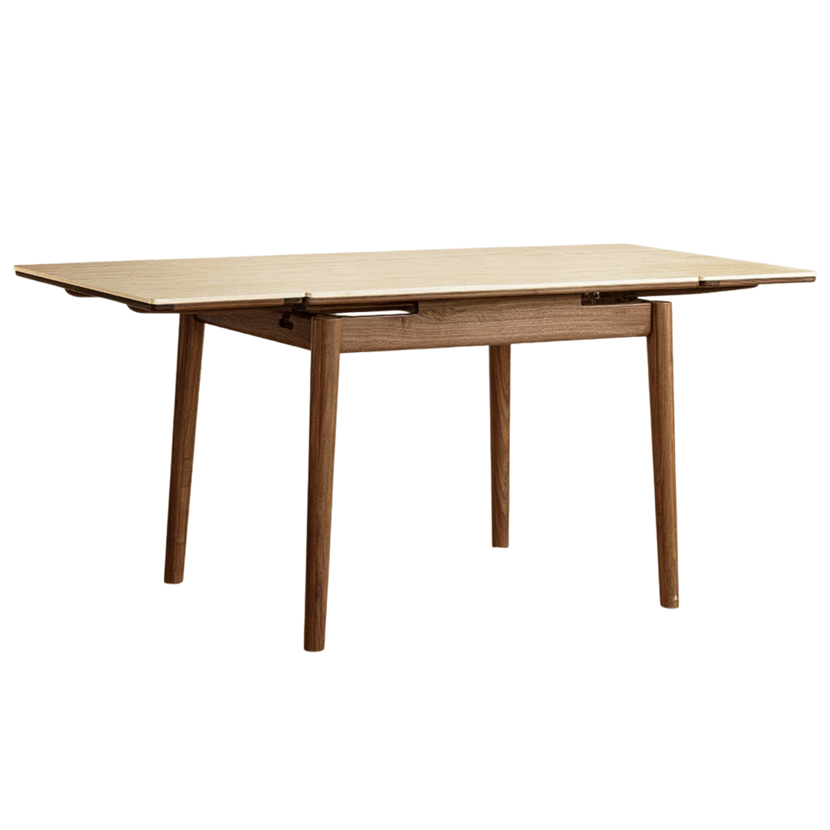 Black Walnut, Oak Solid Wood Extendable Dining Table with Self-Storing Leaf