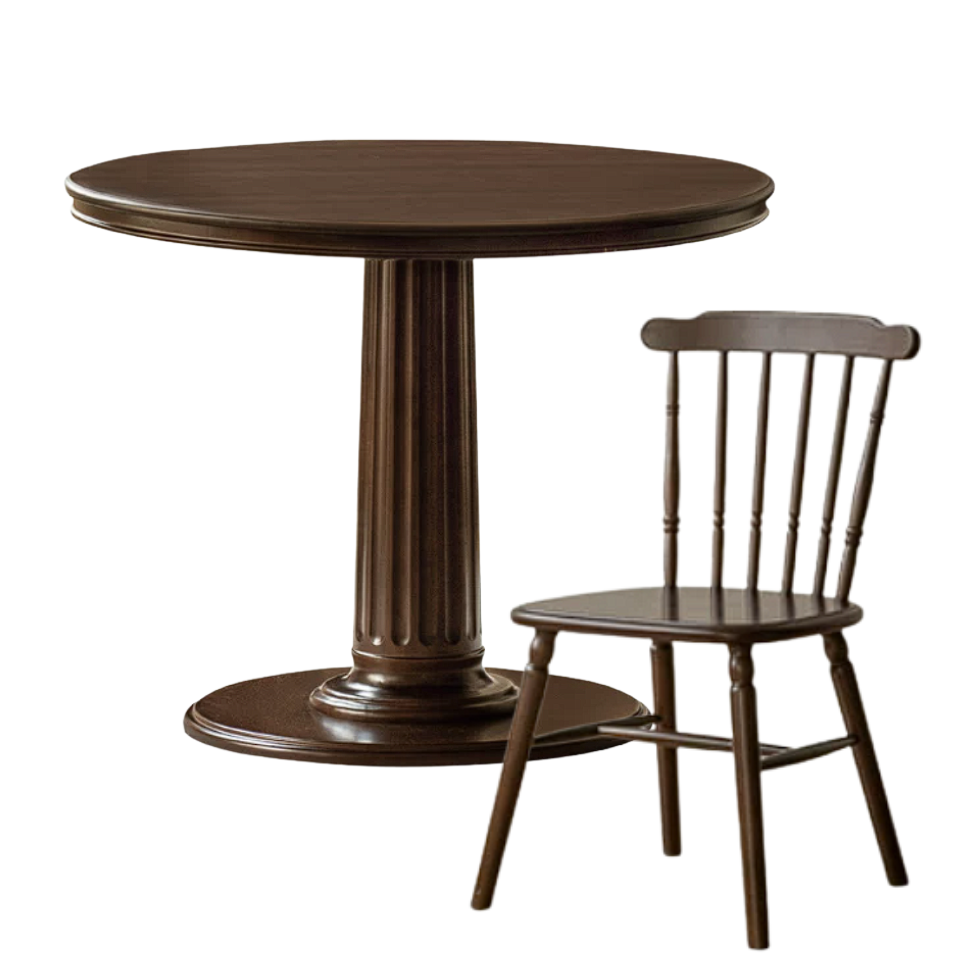 Black Walnut, Poplar Solid Wood American Retro Round Dining Table