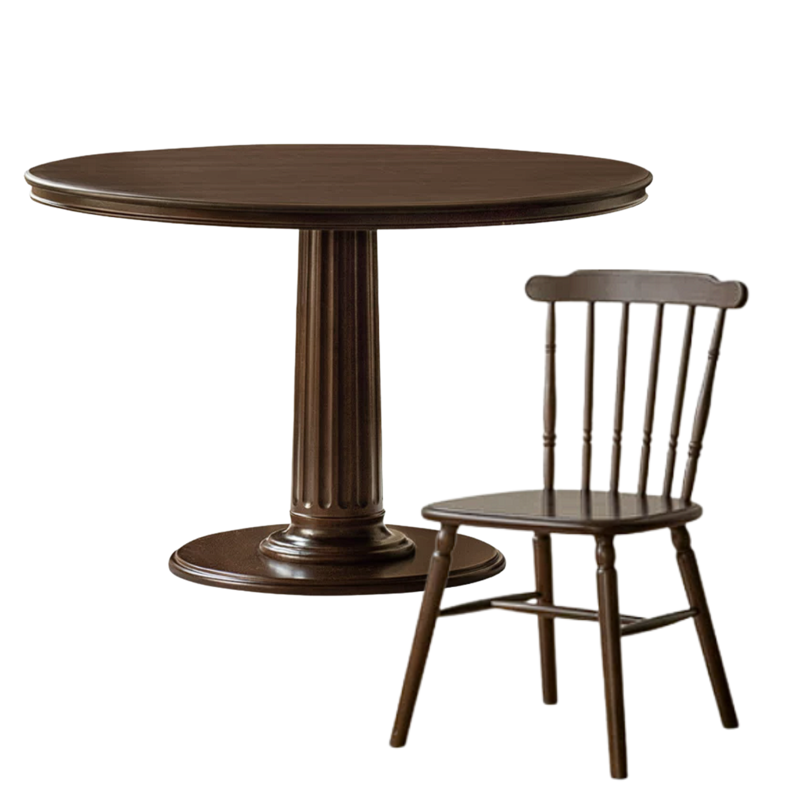 Black Walnut, Poplar Solid Wood American Retro Round Dining Table